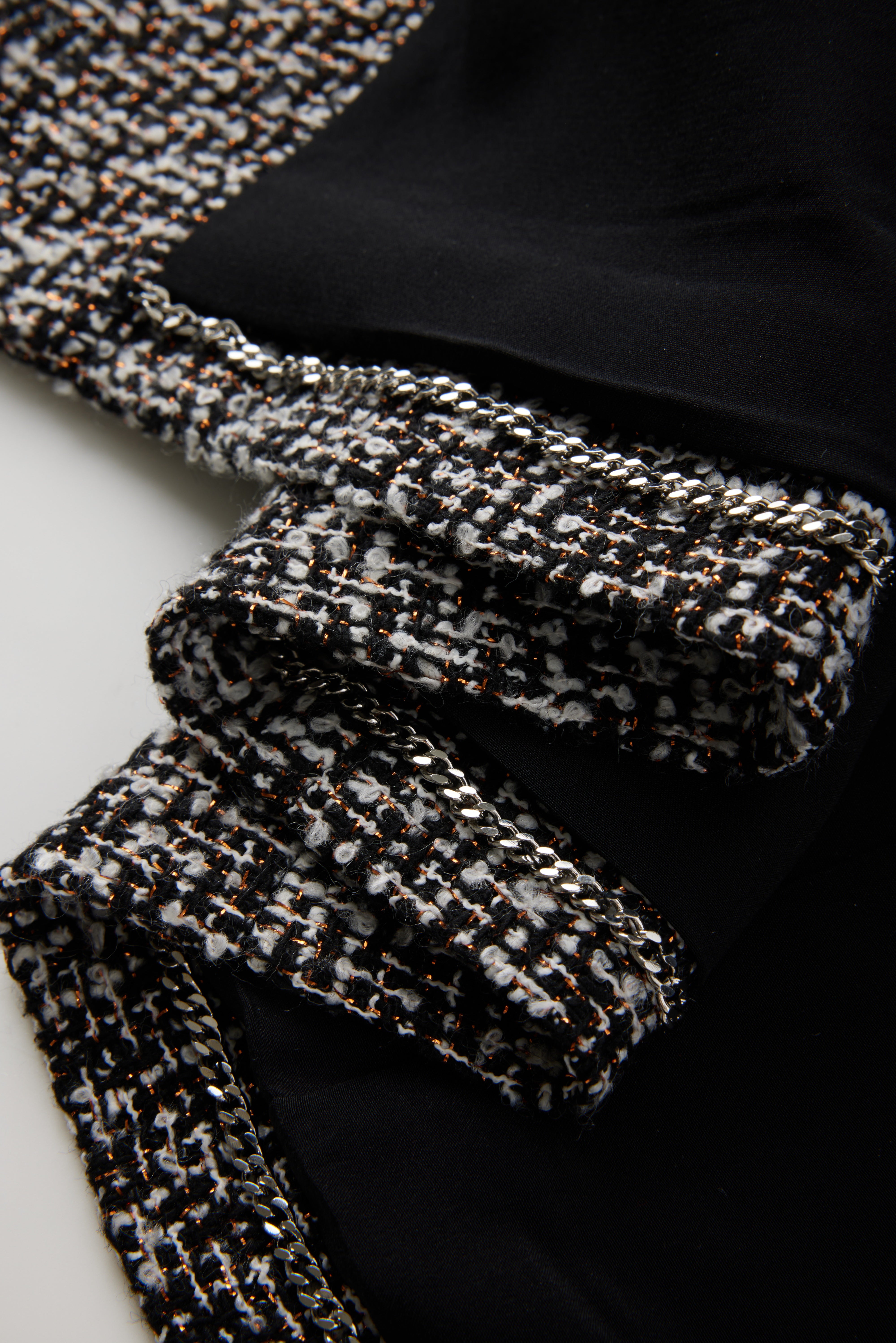 Textured Tweed Crystal Button Cropped Jacket