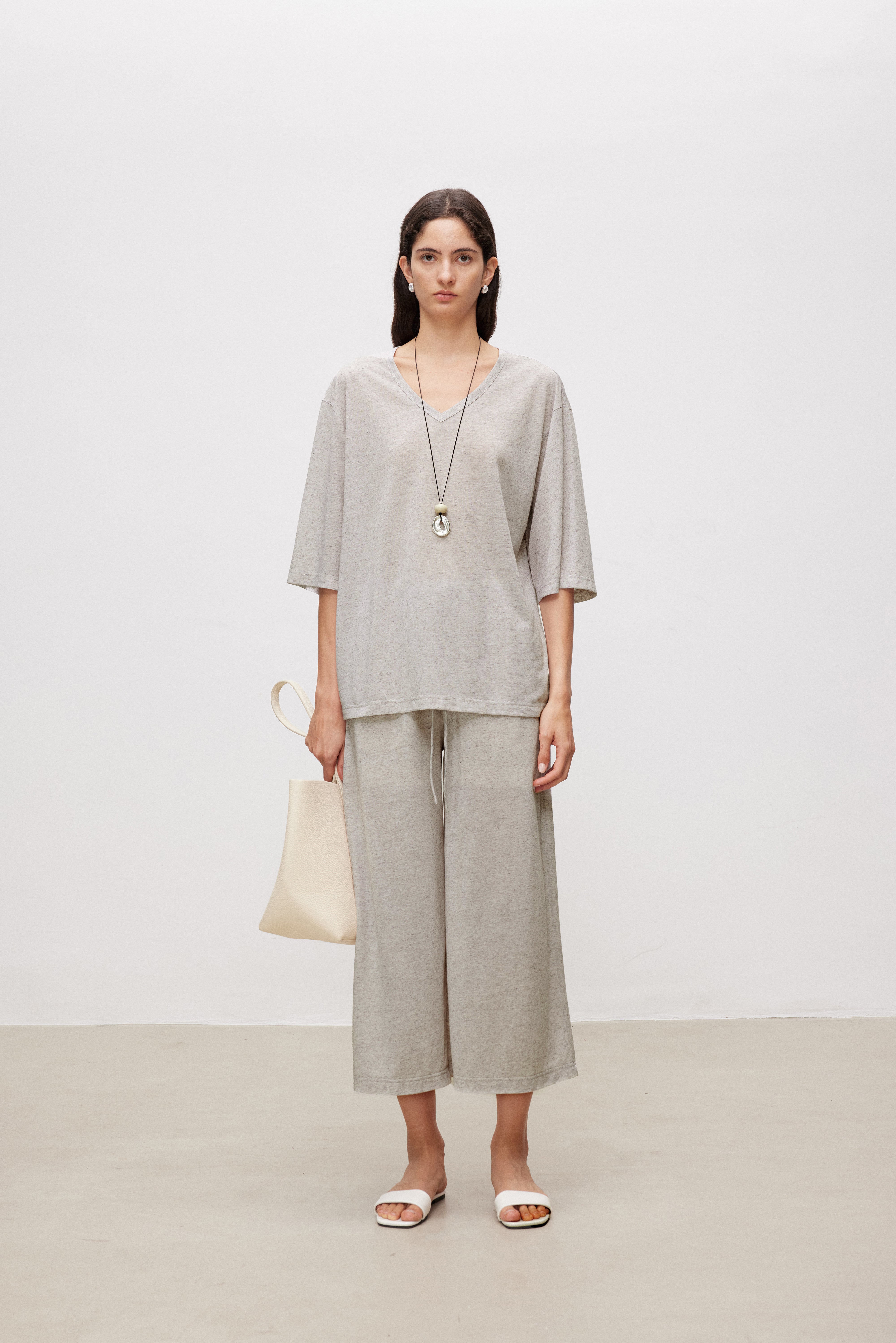 Soft Touch Linen Blend Wide Leg Crop