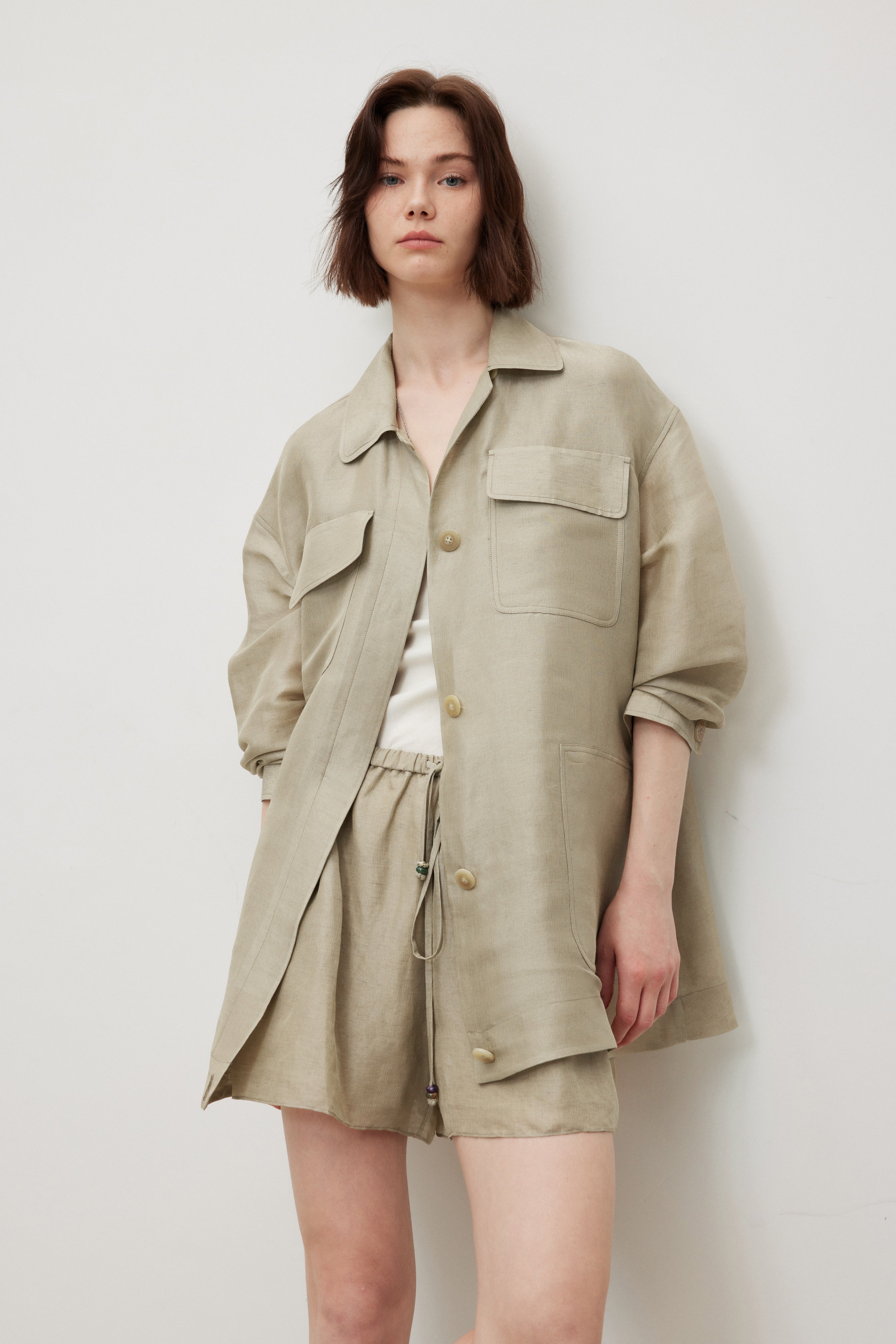 Oversized Linen Silk Relaxed Jacket