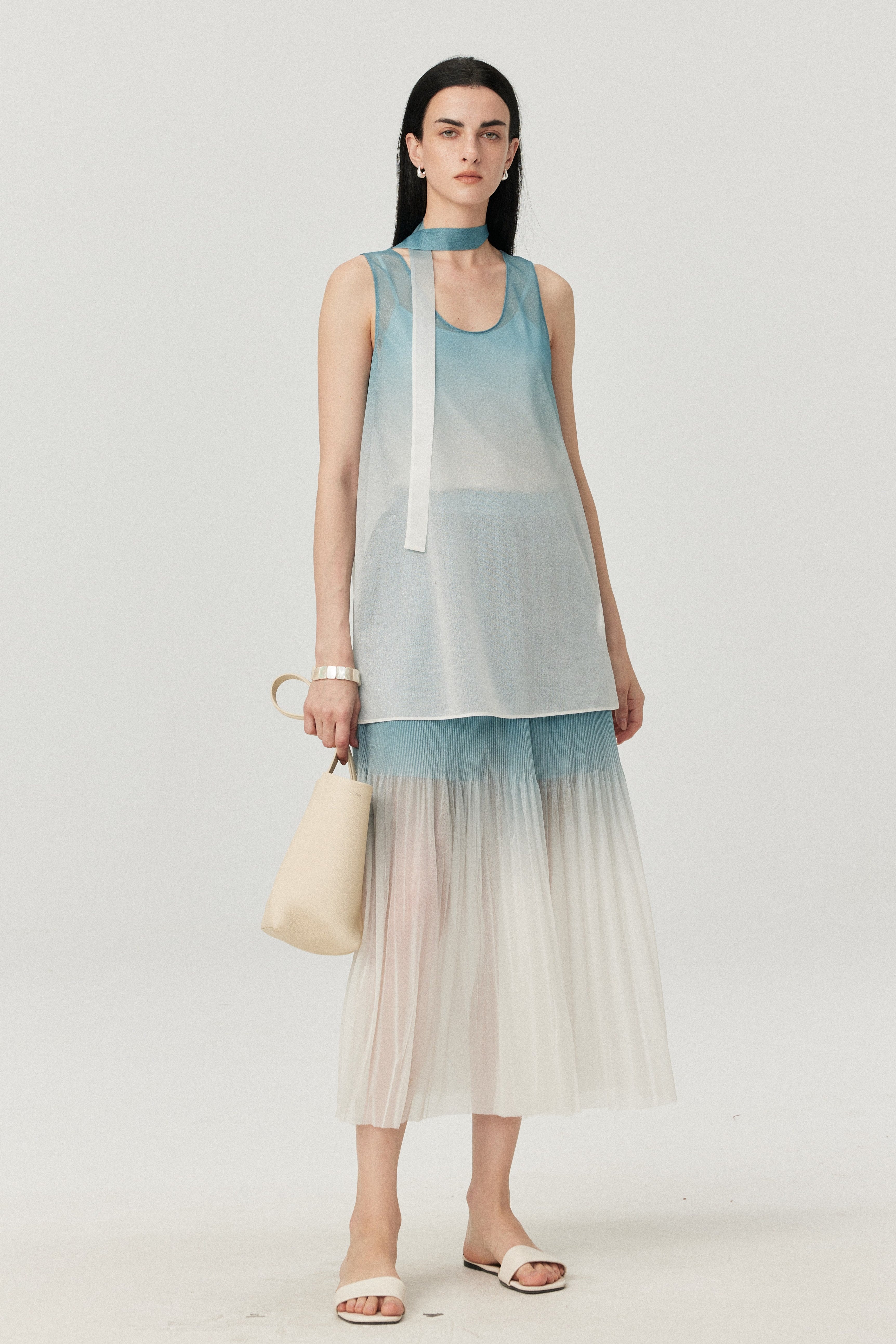 Ombre Breeze Pleated Midi Skirt