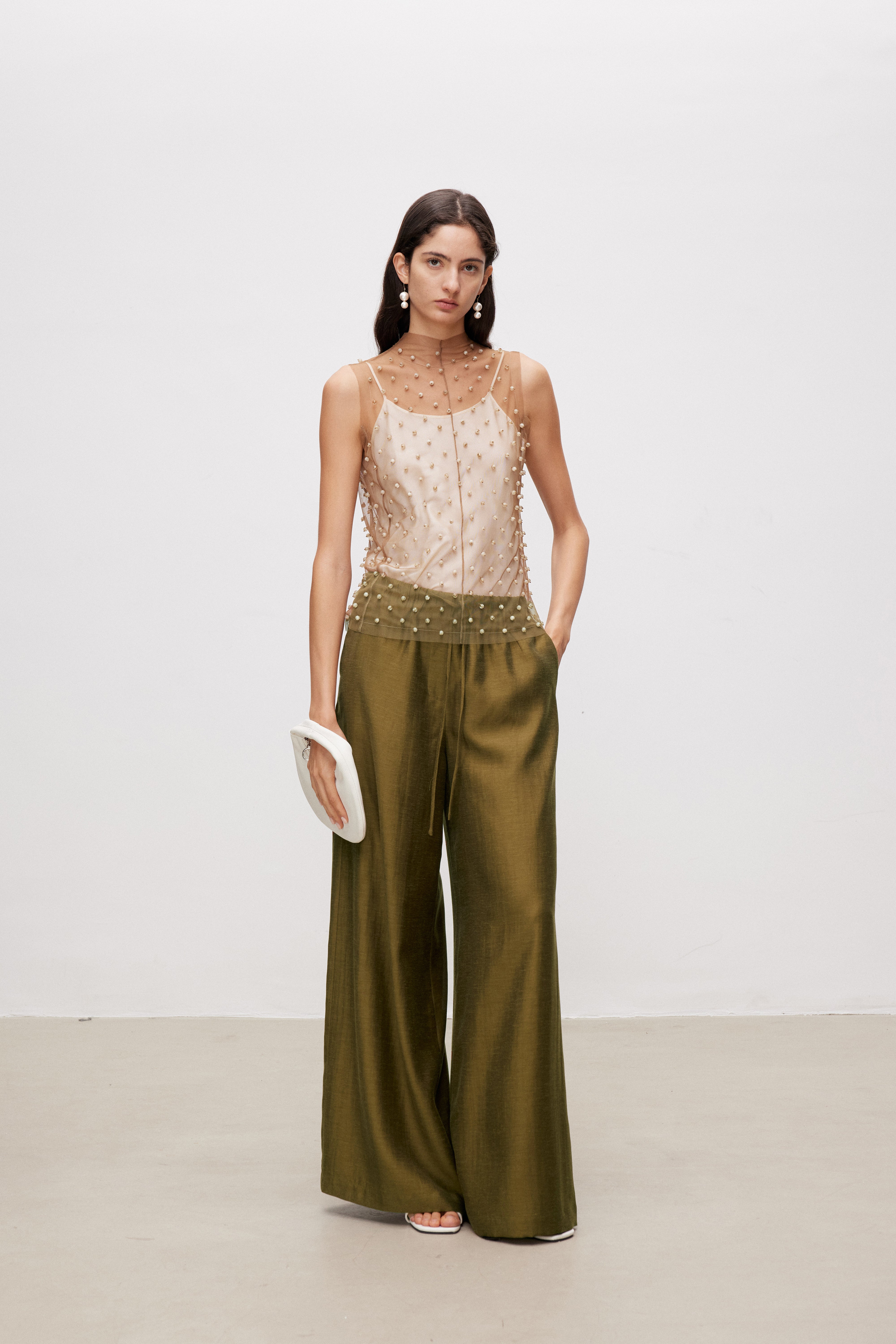 Linen Blend Wide Leg Pants