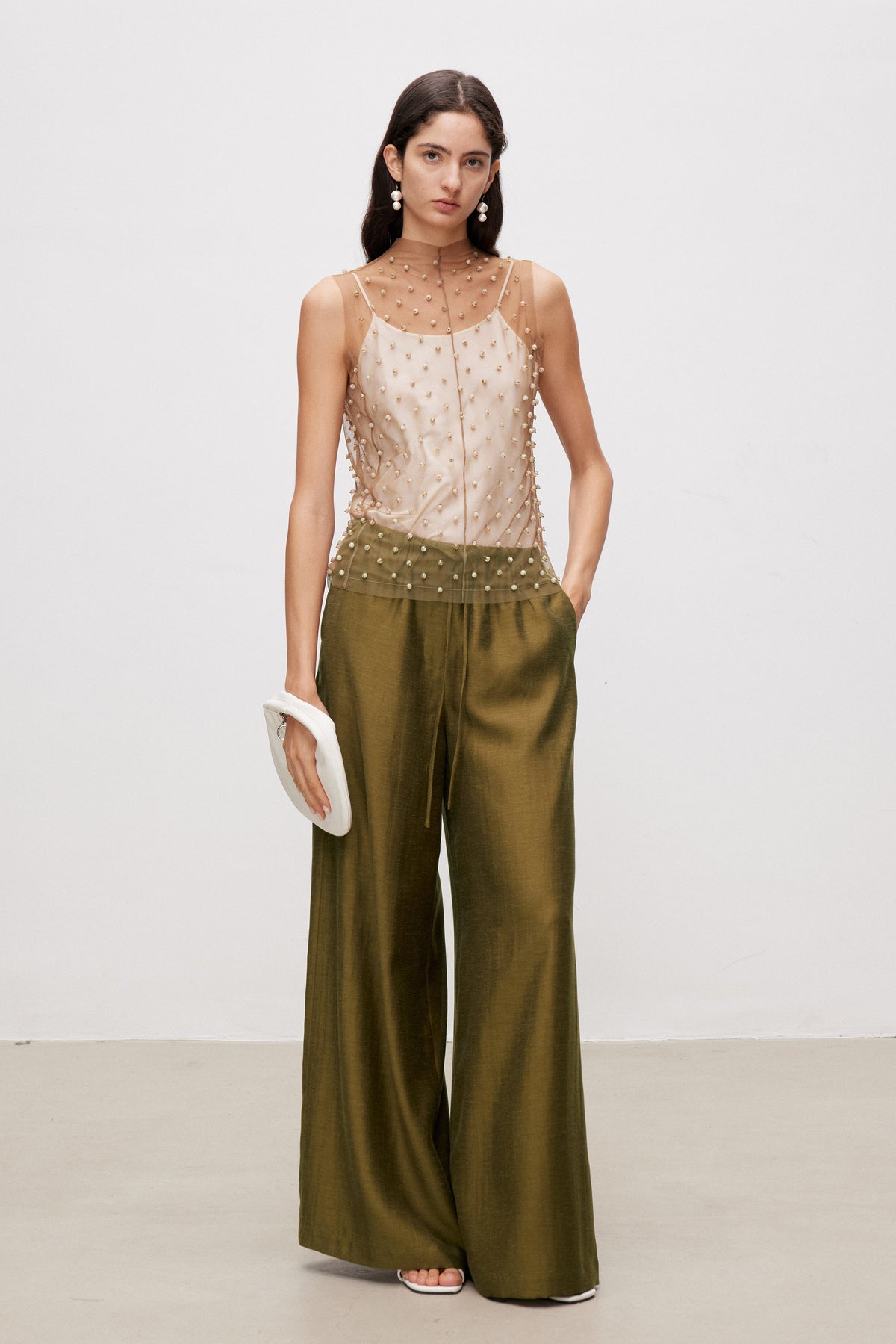 Linen Blend Wide Leg Pants