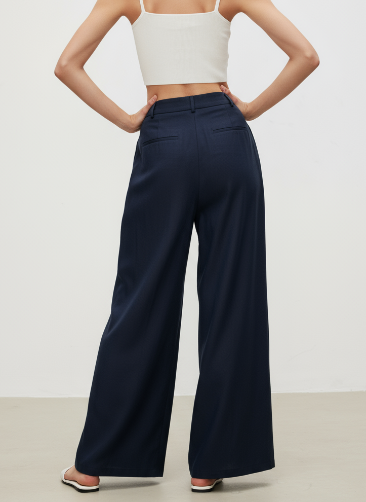 Linen Pleated Wide Pants