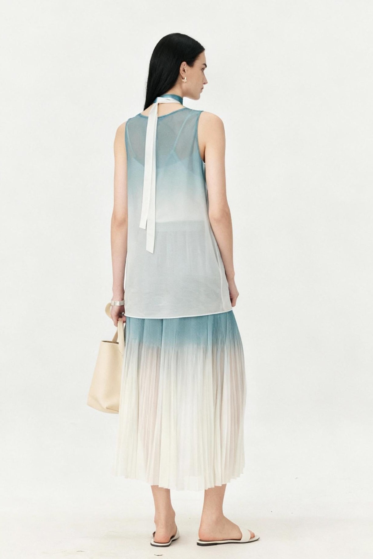 Ombre Breeze Pleated Midi Skirt