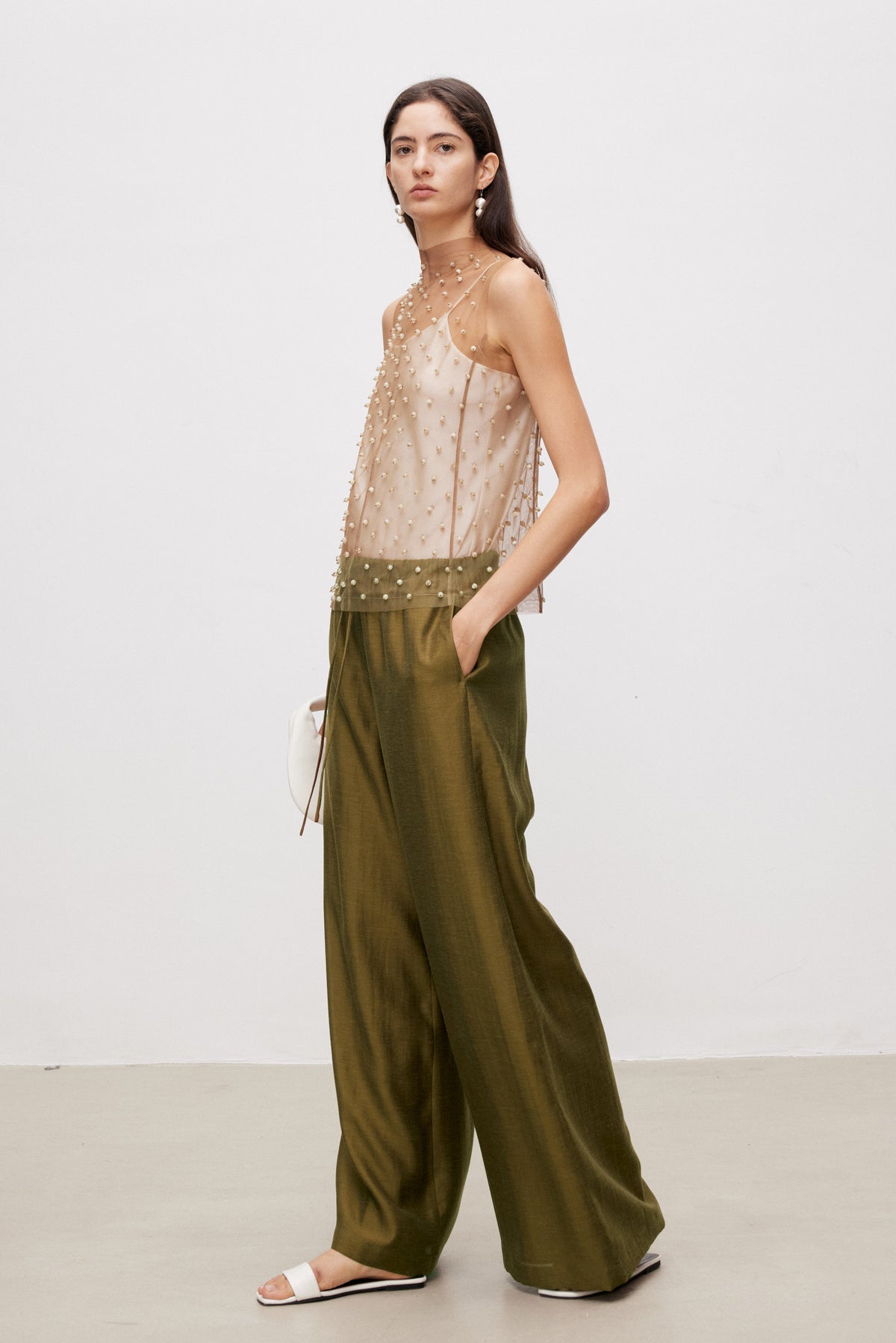 Linen Blend Wide Leg Pants