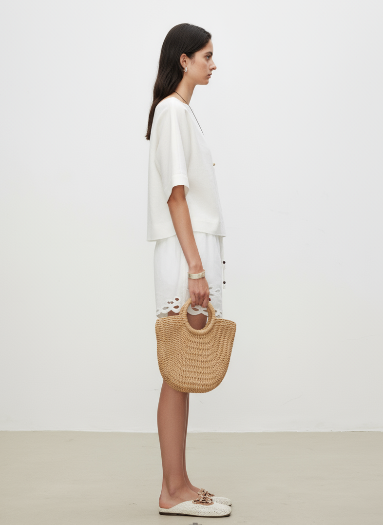 Linen Broderie Anglaise Shorts