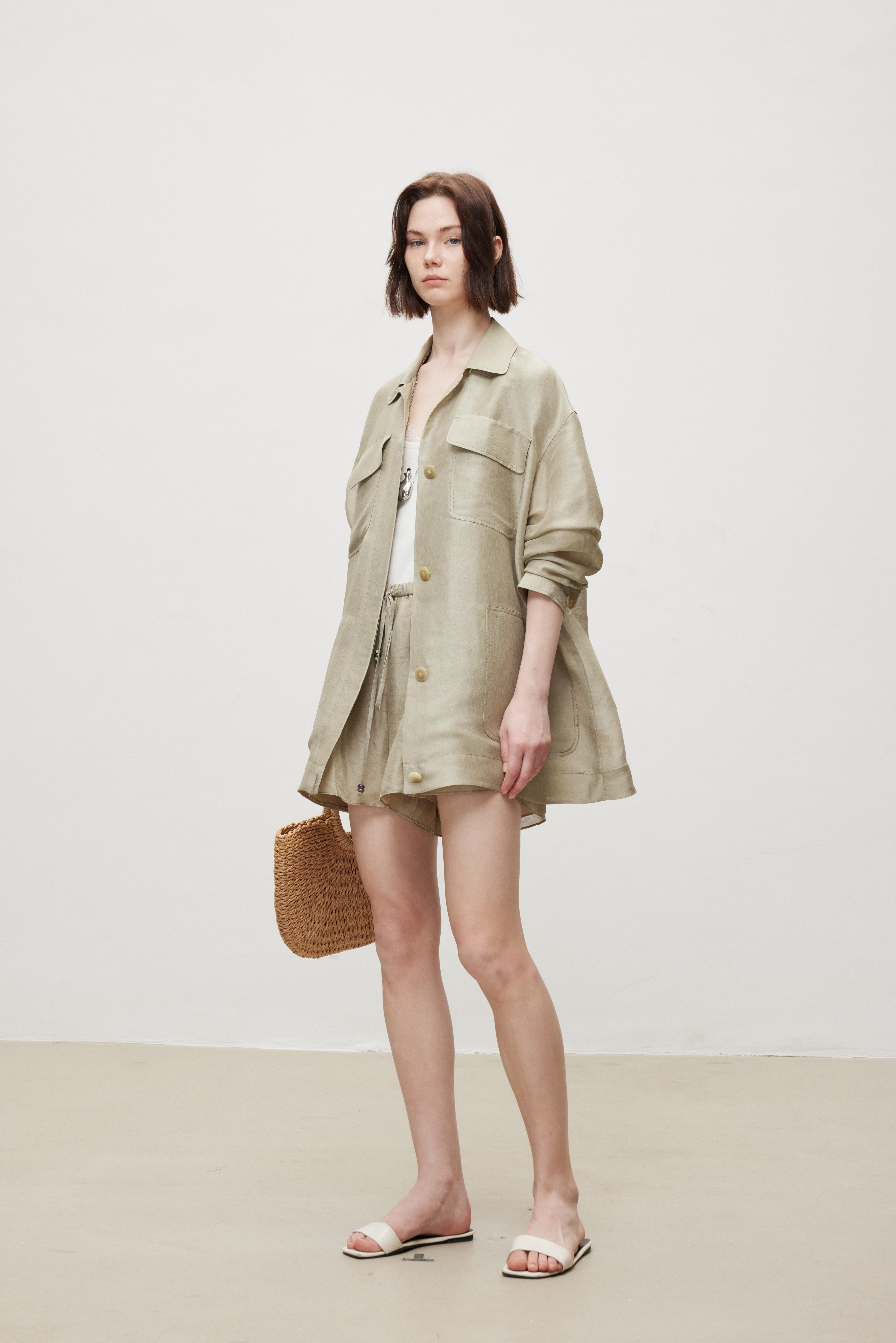 Oversized Linen Silk Relaxed Jacket