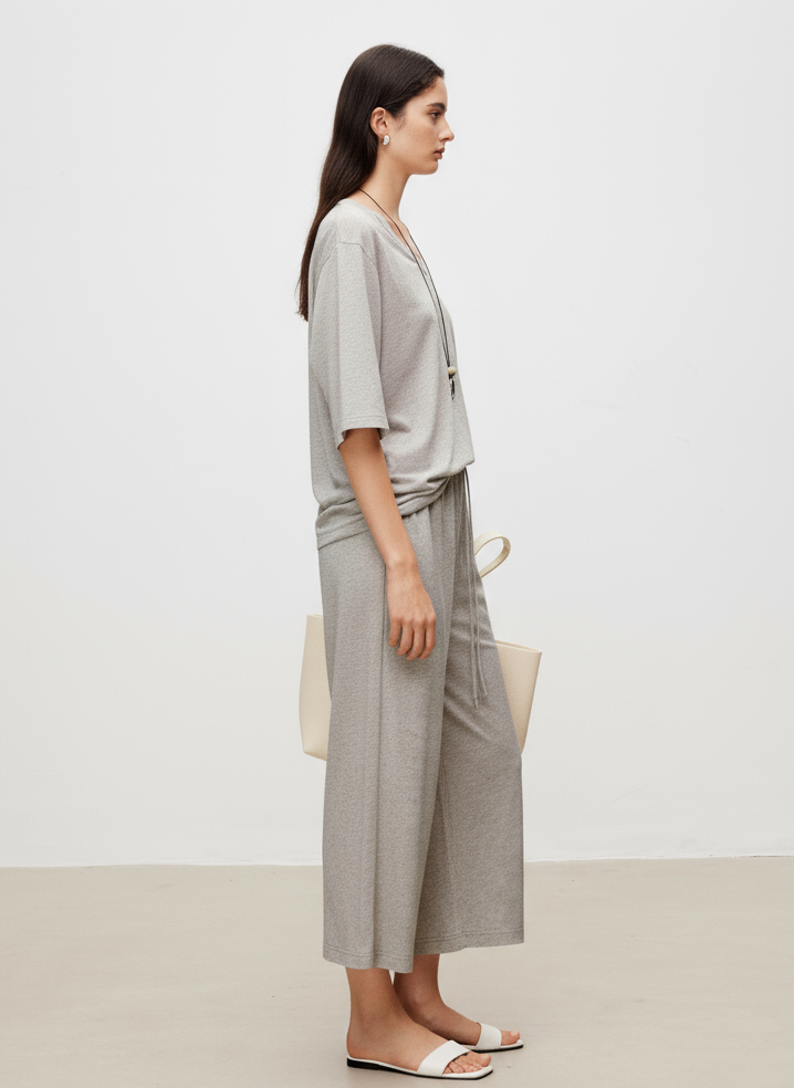 Soft Touch Linen Blend Wide Leg Crop Pants