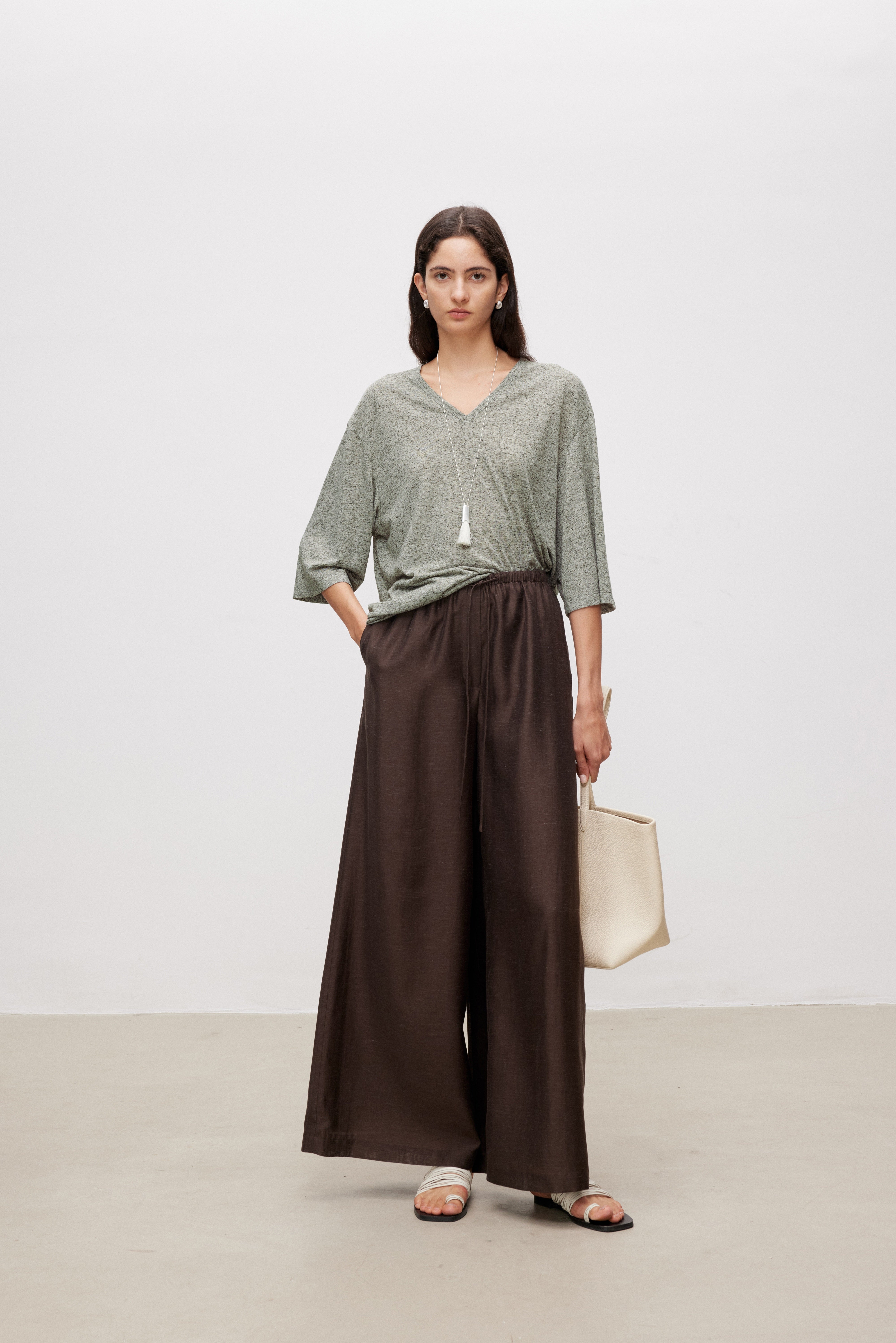 Soft Touch Linen Blend V-Neck Top