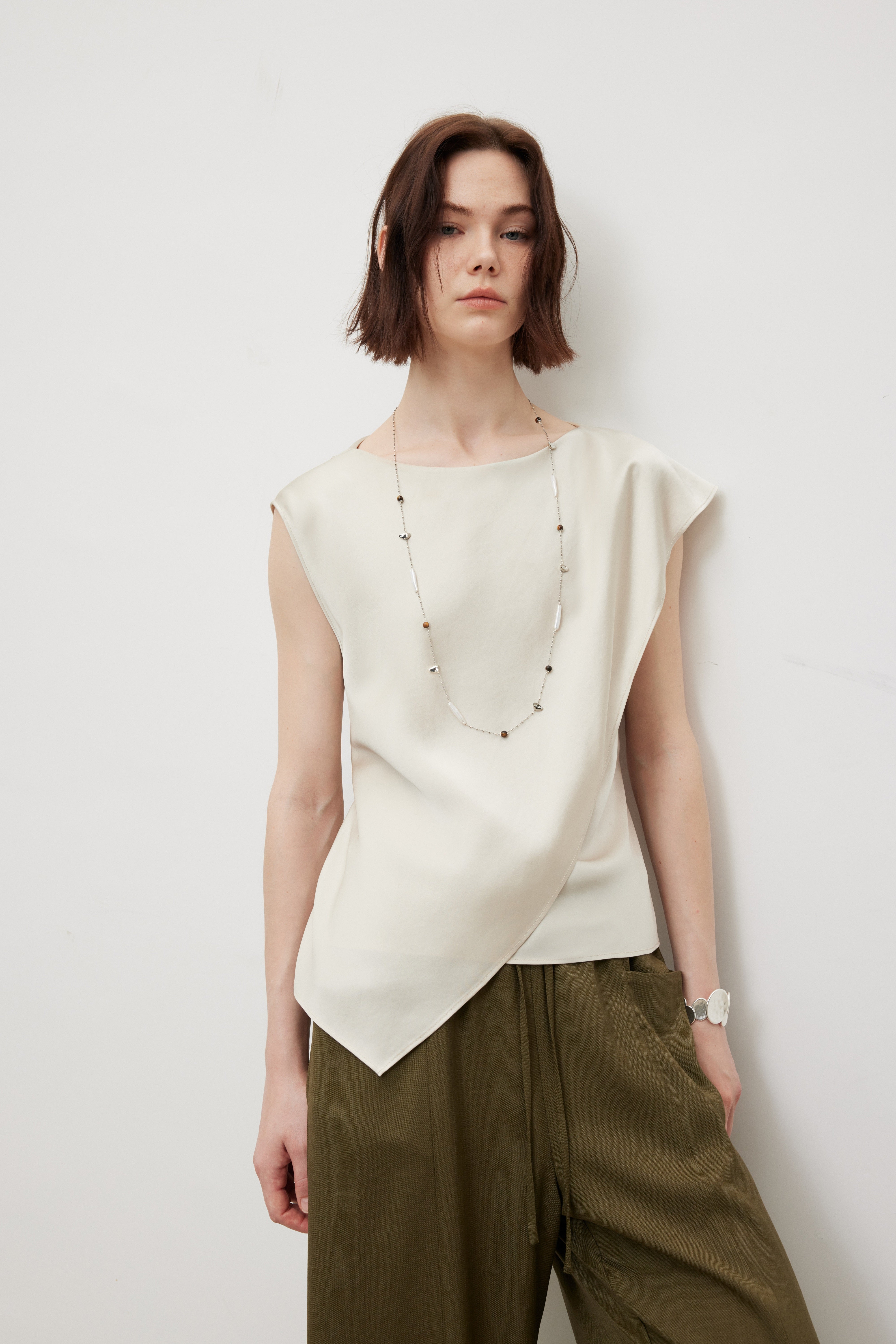 Triacetate Luxe Draped Elegance Top