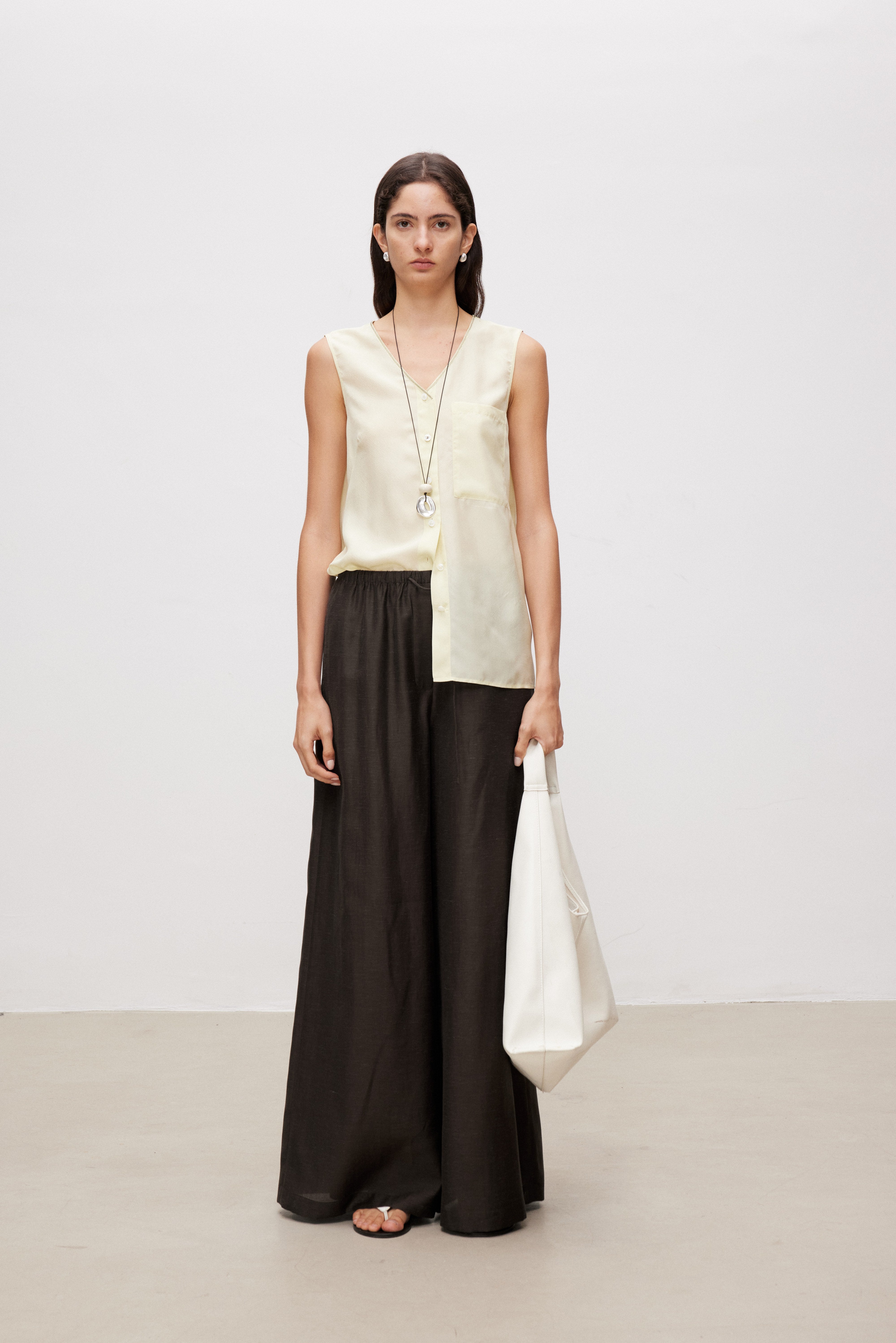 Linen Blend Wide Leg Pants