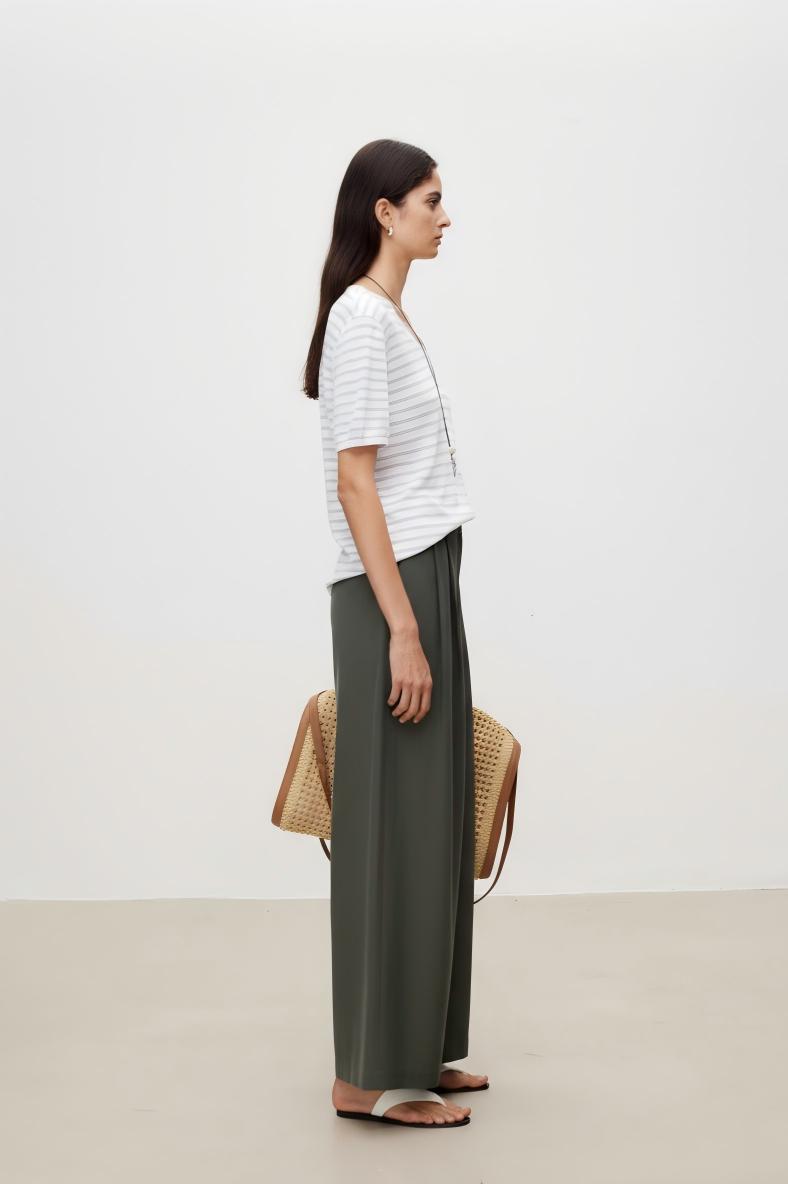 Relaxed Cropped Lyocell Linen Trousers