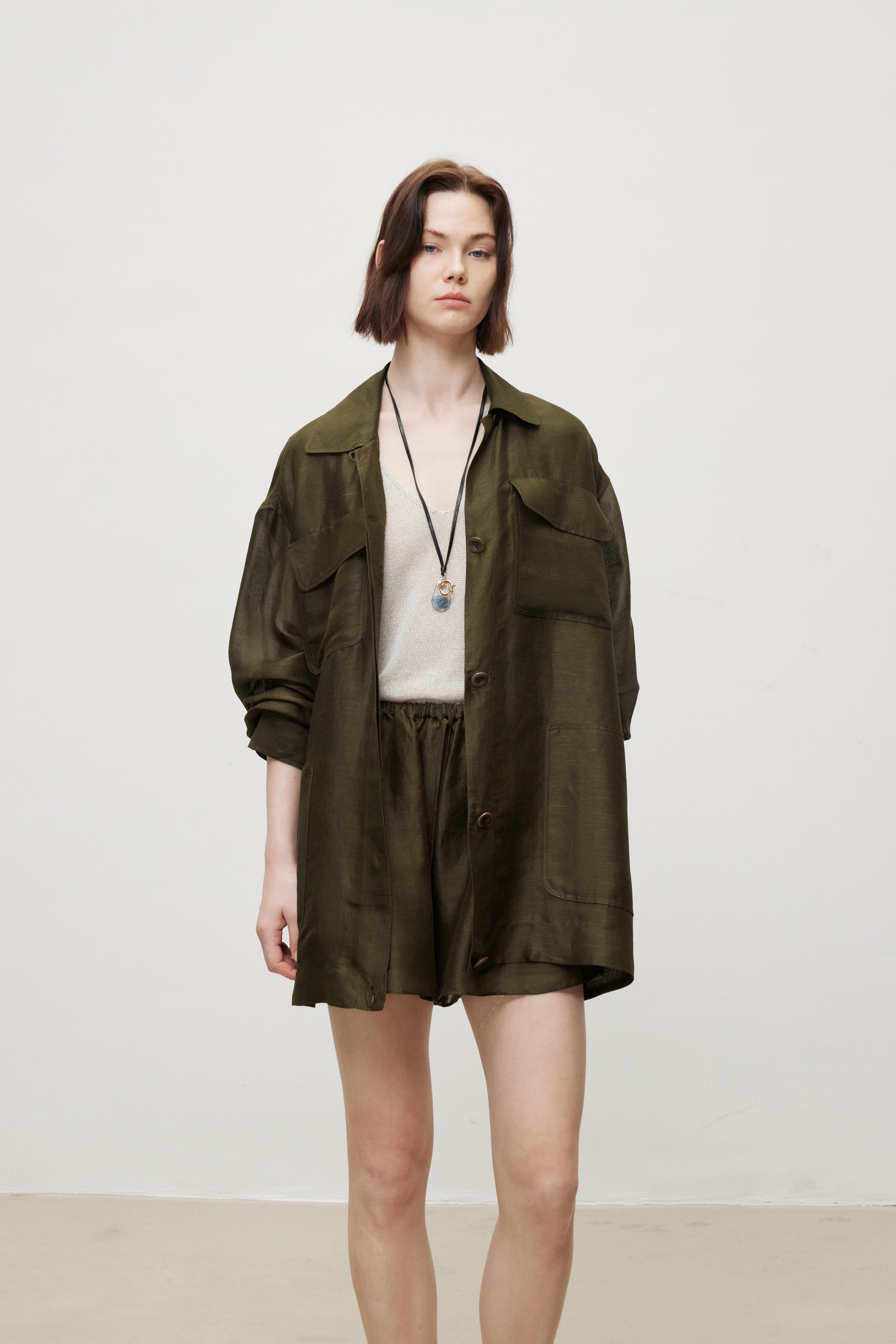 Oversized Linen Silk Relaxed Jacket