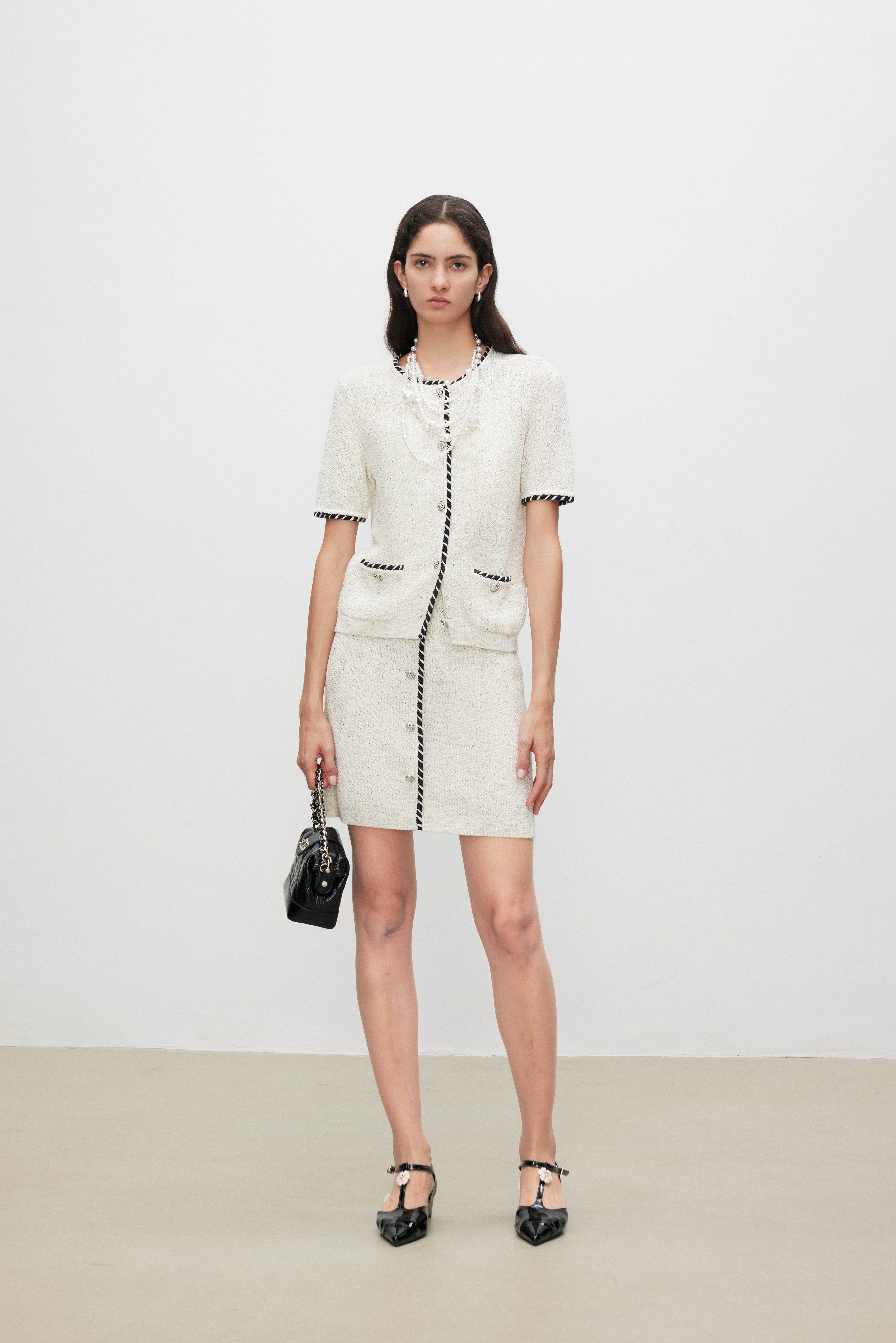 Bouclé Knit Tweed Short Sleeve Jacket