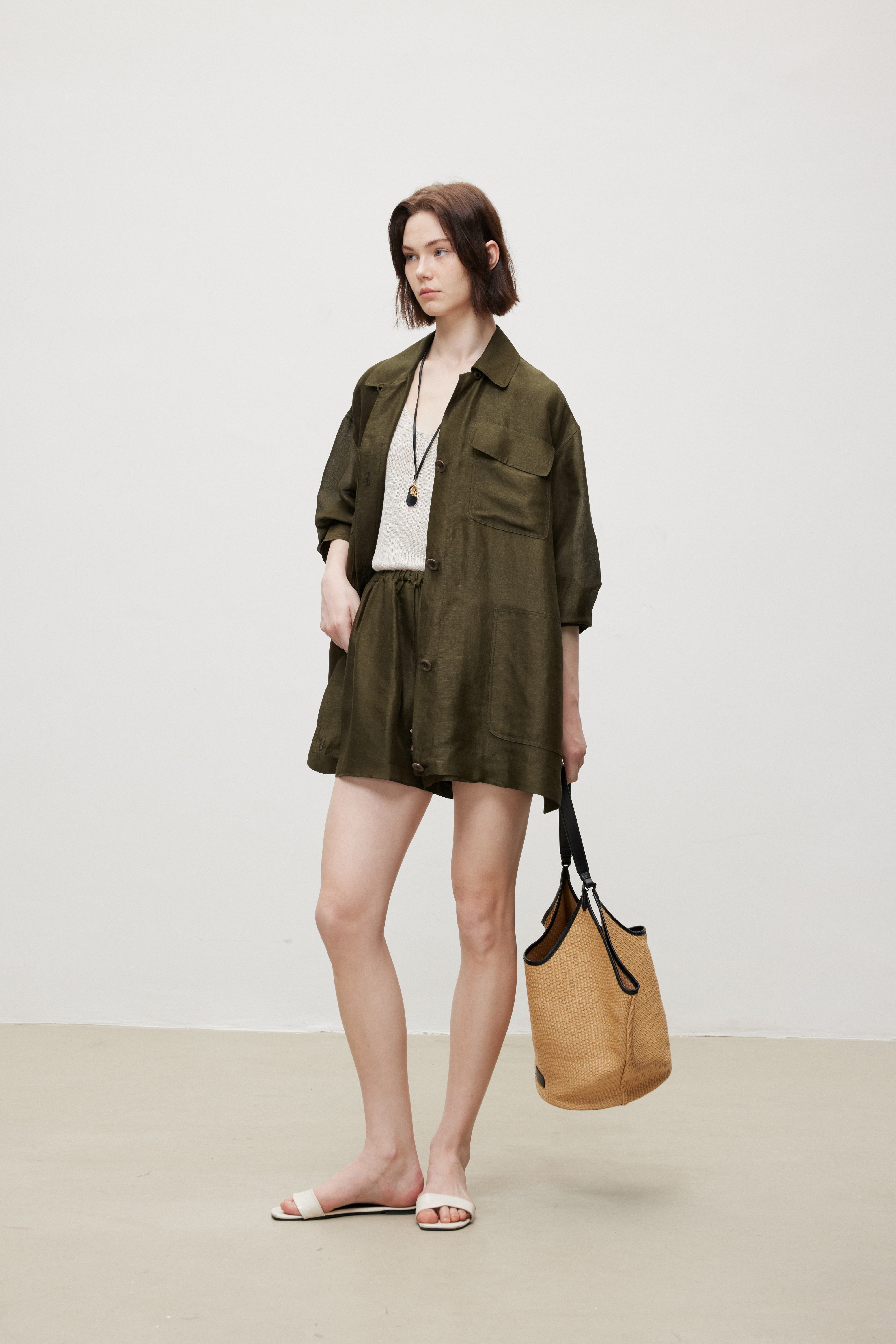 Oversized Linen Silk Relaxed Jacket