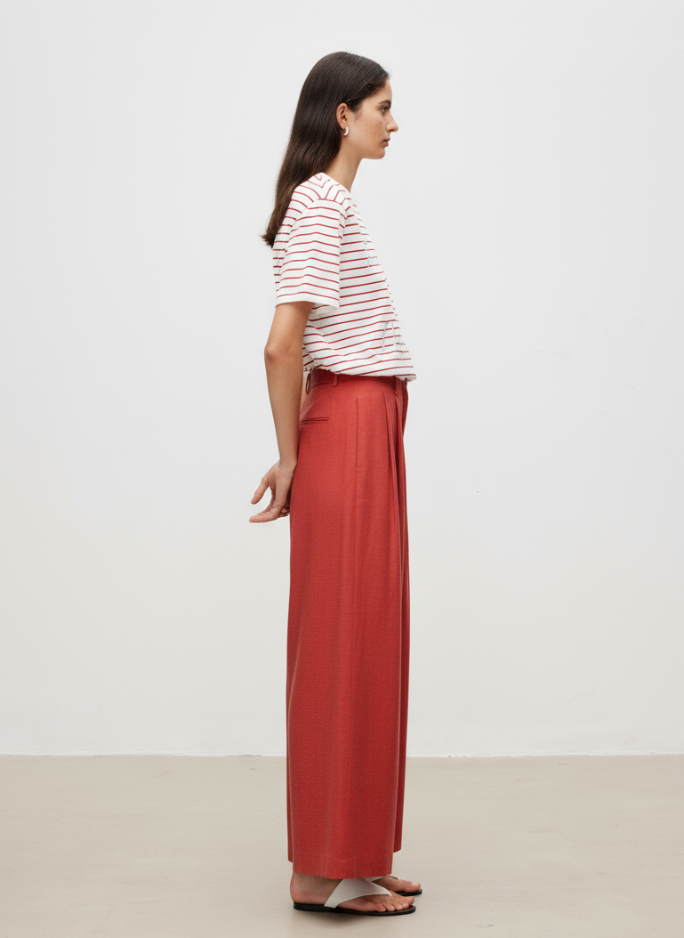 Relaxed Cropped Lyocell Linen Trousers