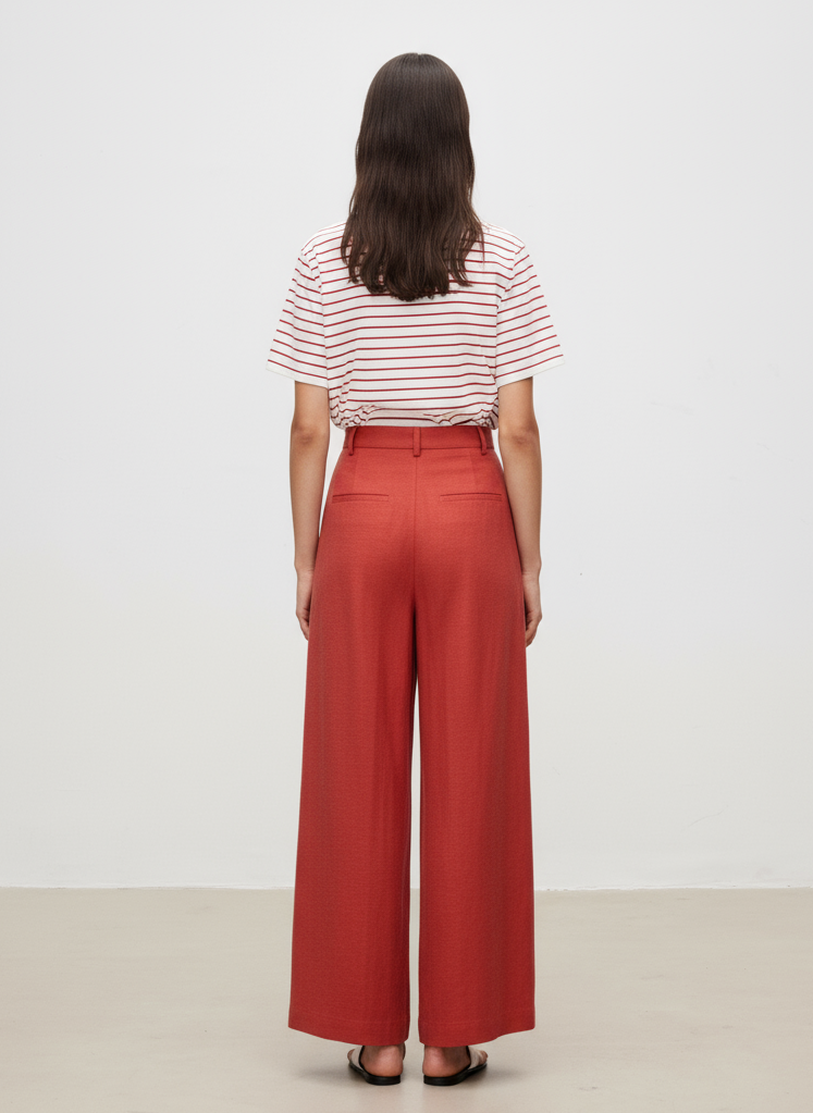 Relaxed Cropped Lyocell Linen Trousers