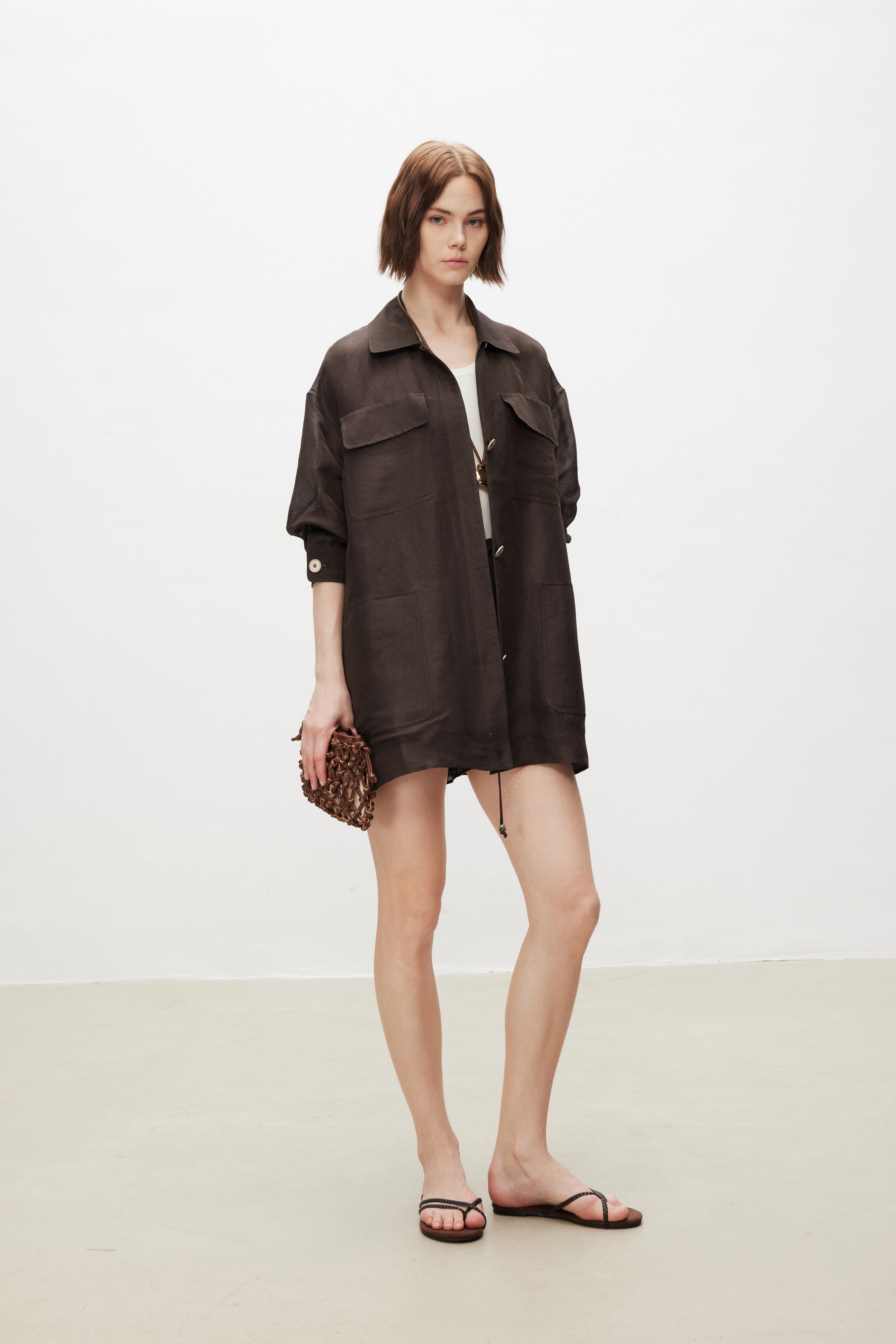 Oversized Linen Silk Relaxed Jacket