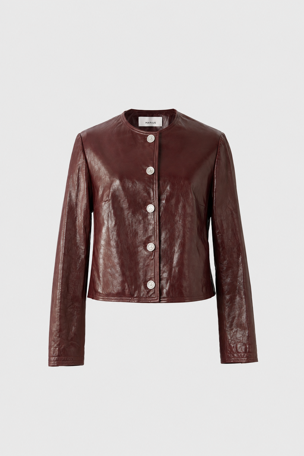 Hand-Pleated Leather Cropped Jacket