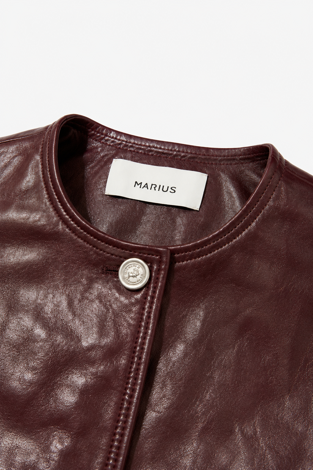Hand-Pleated Leather Cropped Jacket