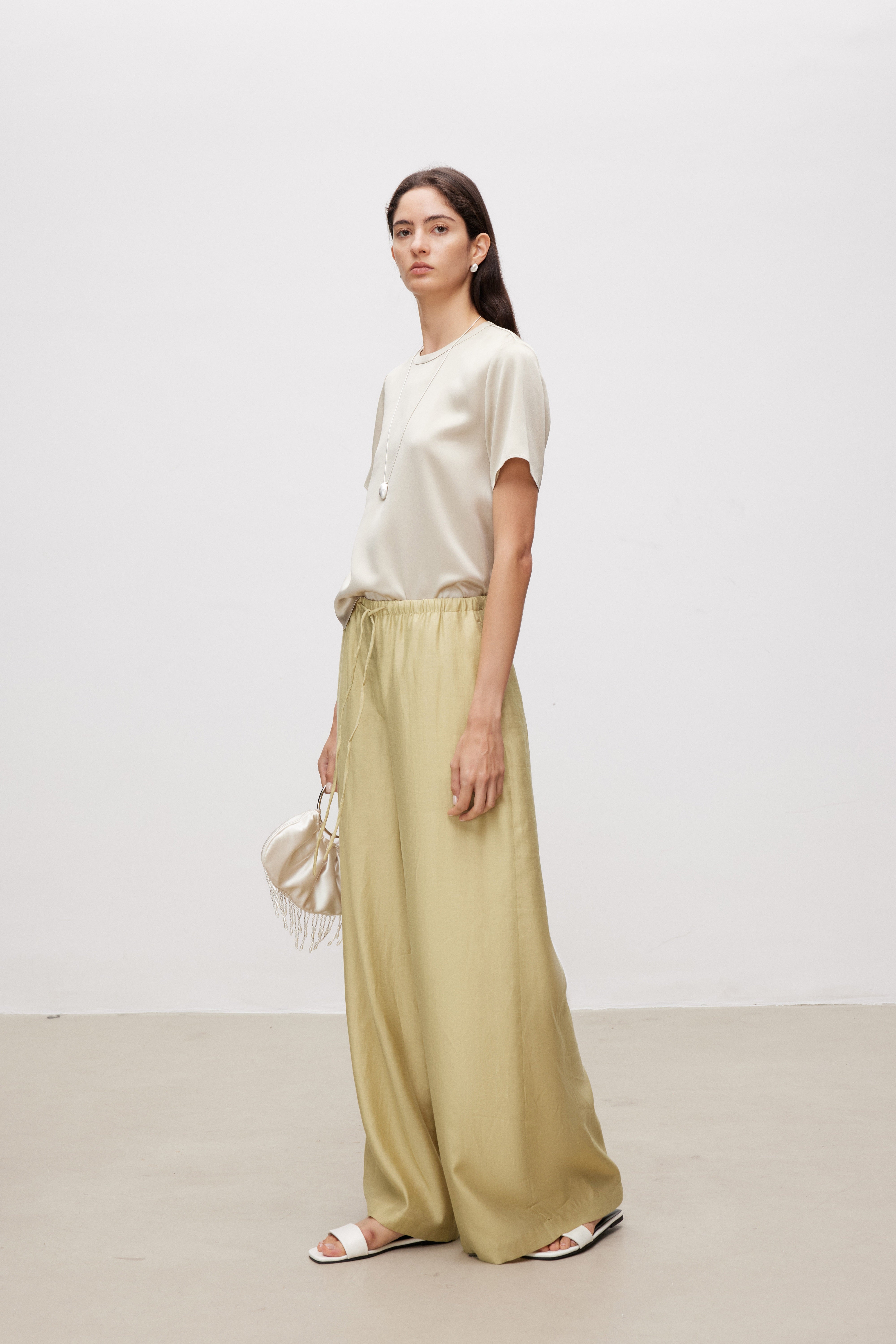 Linen Blend Wide Leg Pants