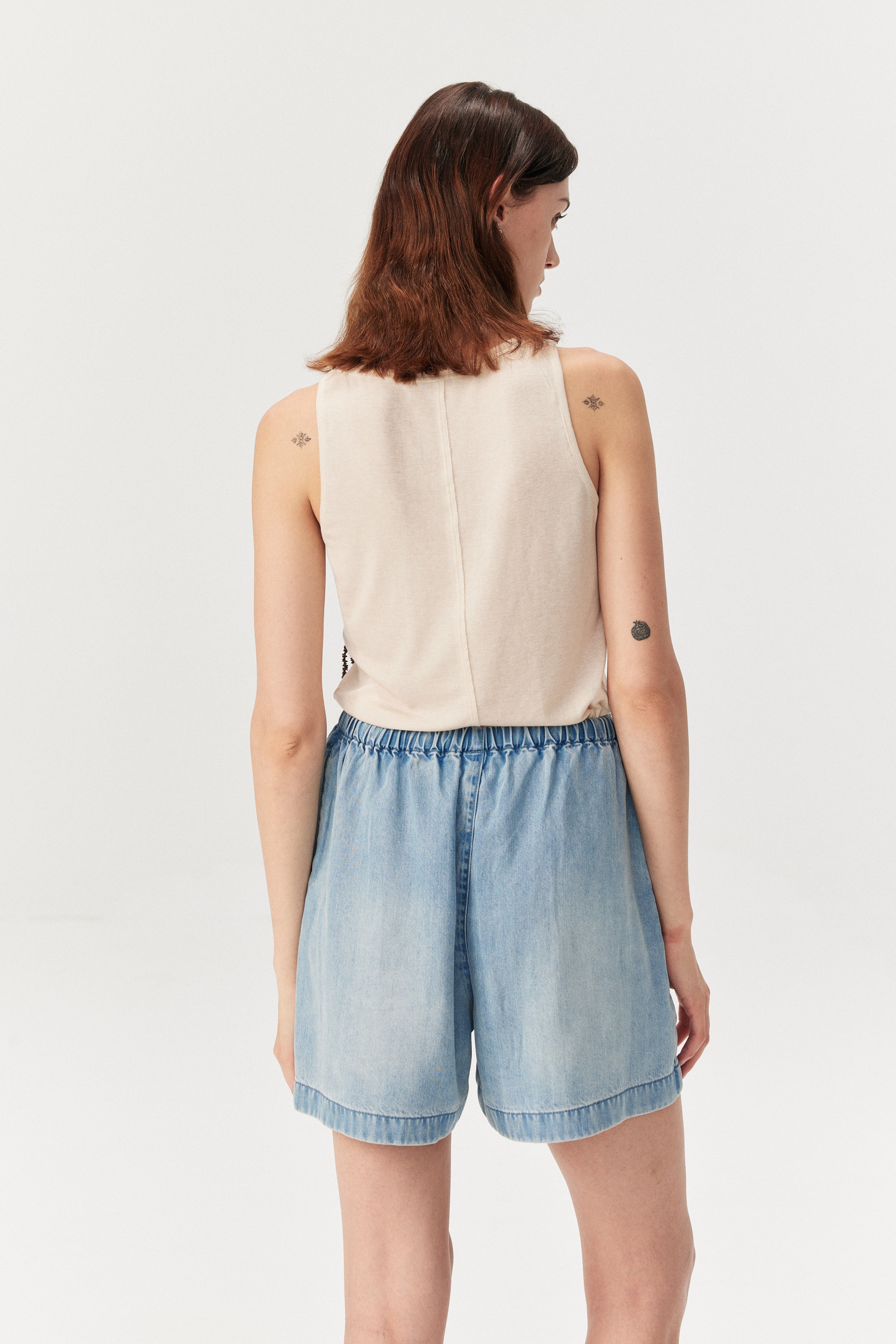 Eco Wash Lyocell Airy Wide Denim Shorts