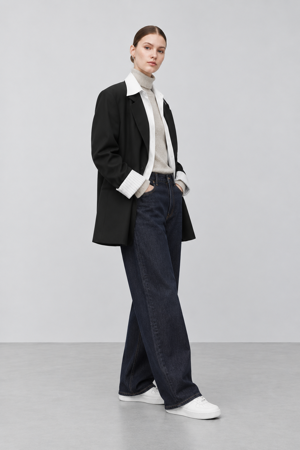 Mohair Blazer with Detachable Shirt Collar & Placket