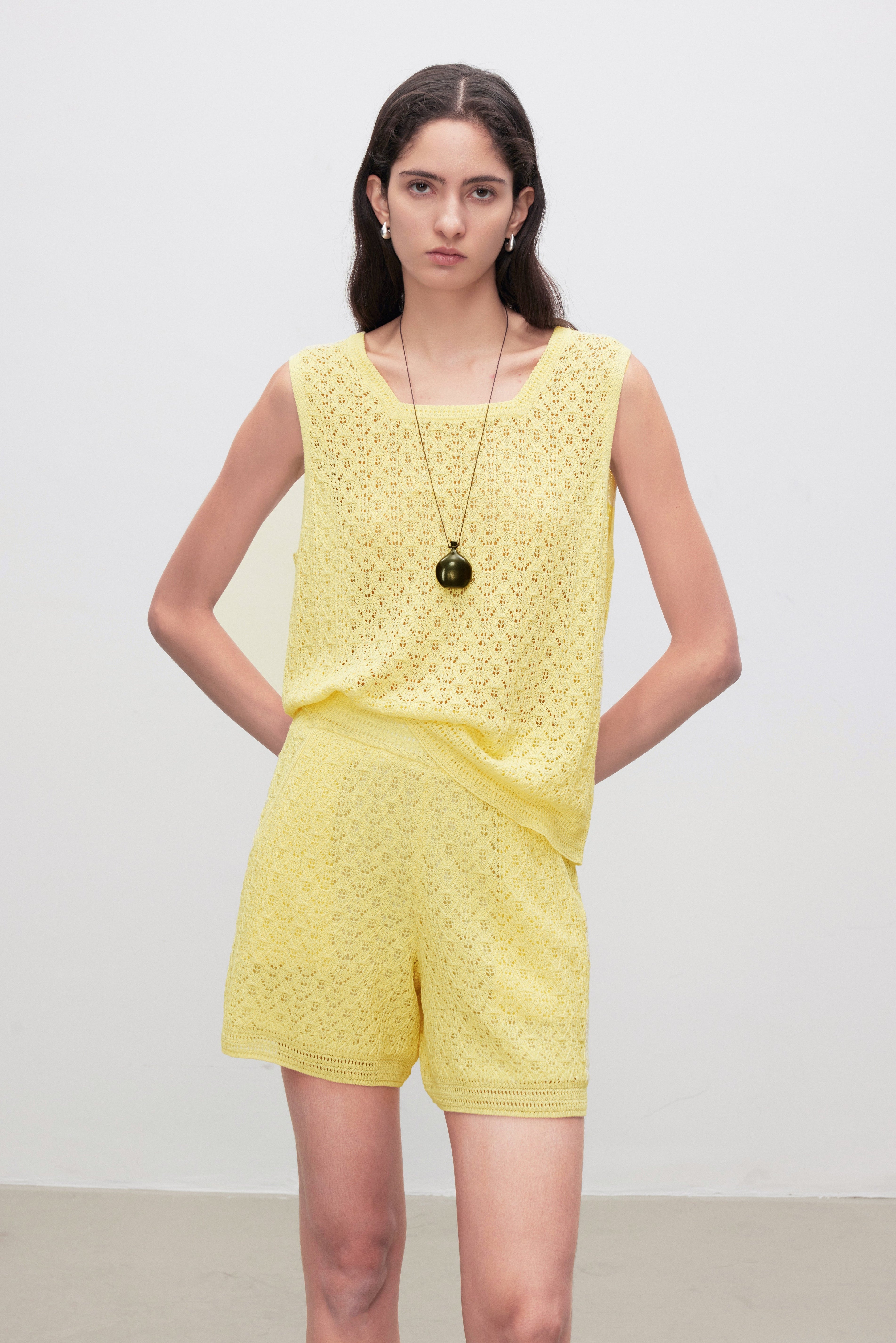 Crochet Knit Lace-Look Shorts