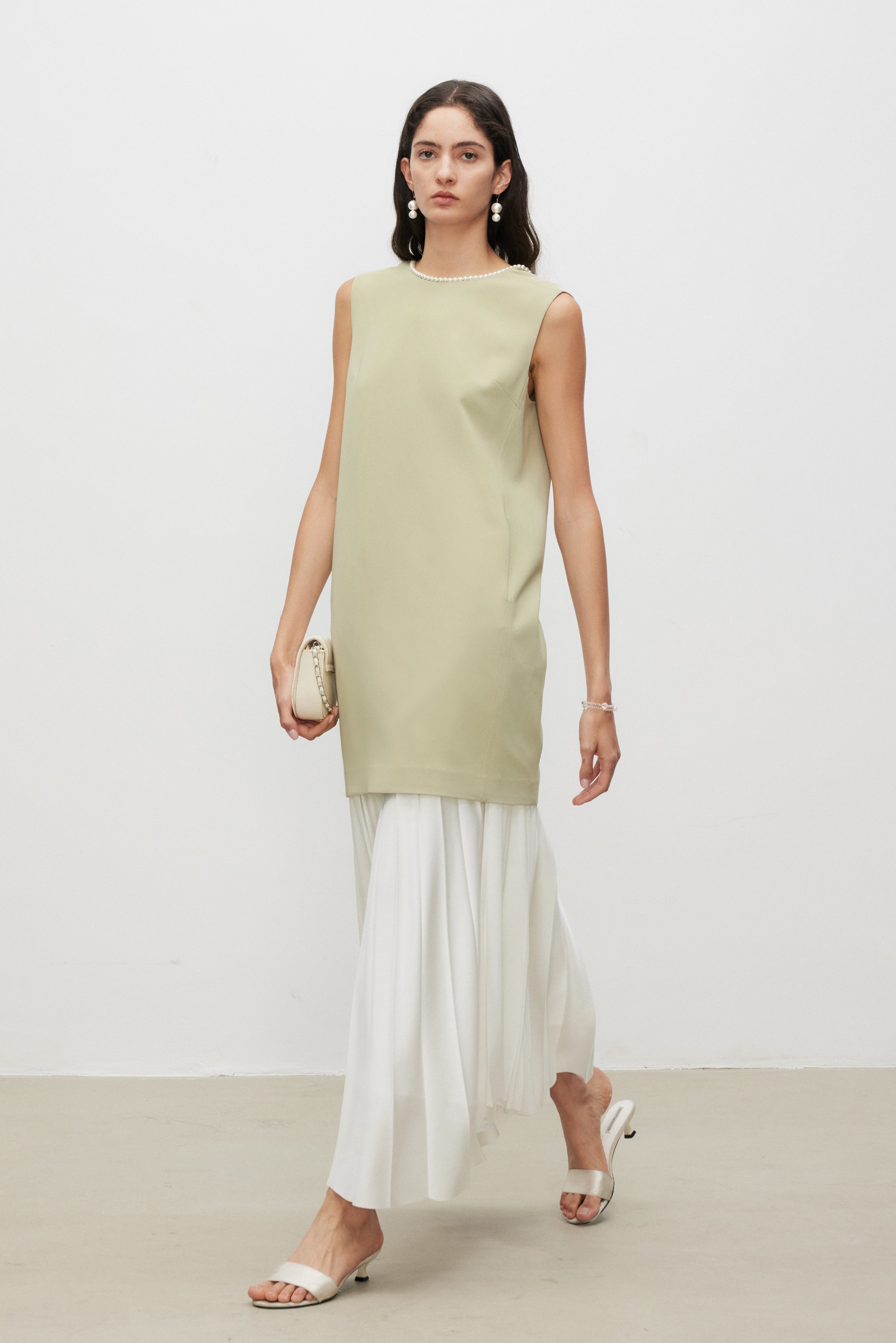 Pearl Accent Shift Mini Dress