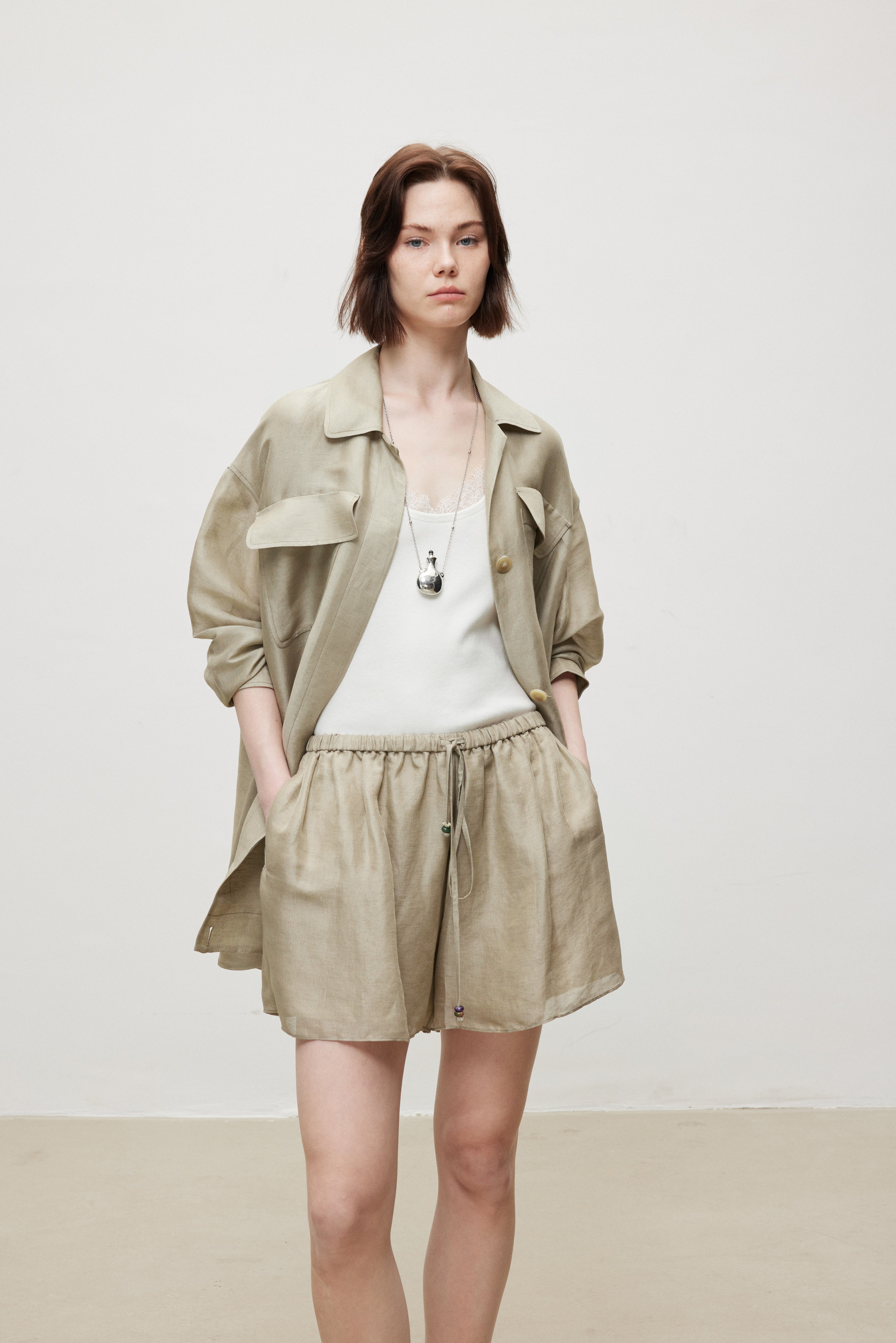 Oversized Linen Silk Relaxed Jacket