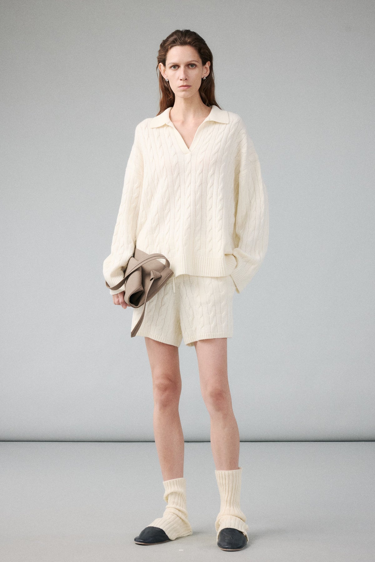 Wool–Cashmere Cable-Knit Polo Jumper