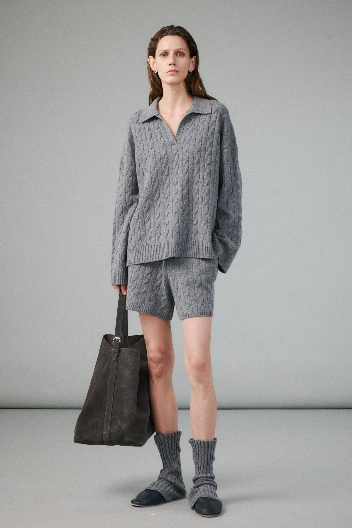 Wool–Cashmere Cable-Knit Polo Jumper