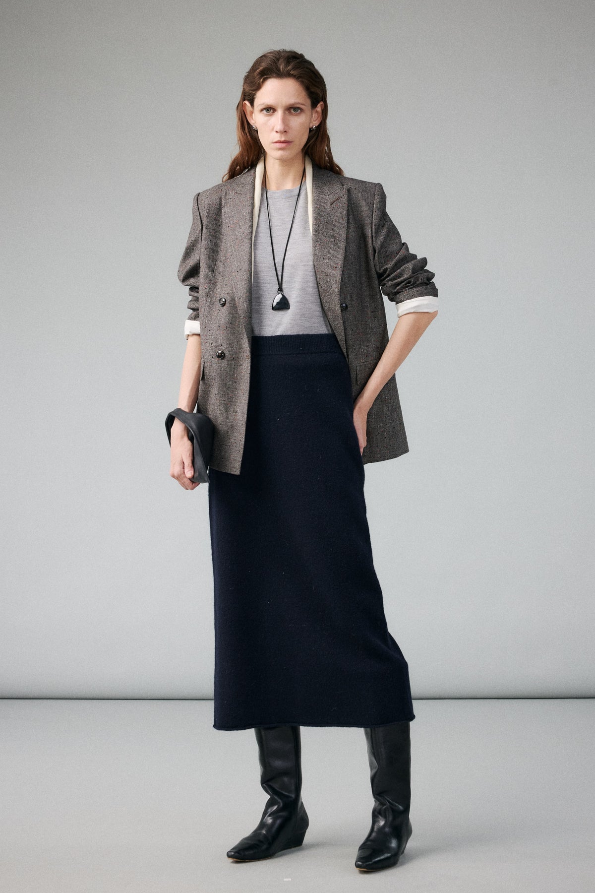 Yak Wool Blend Knit Midi Skirt