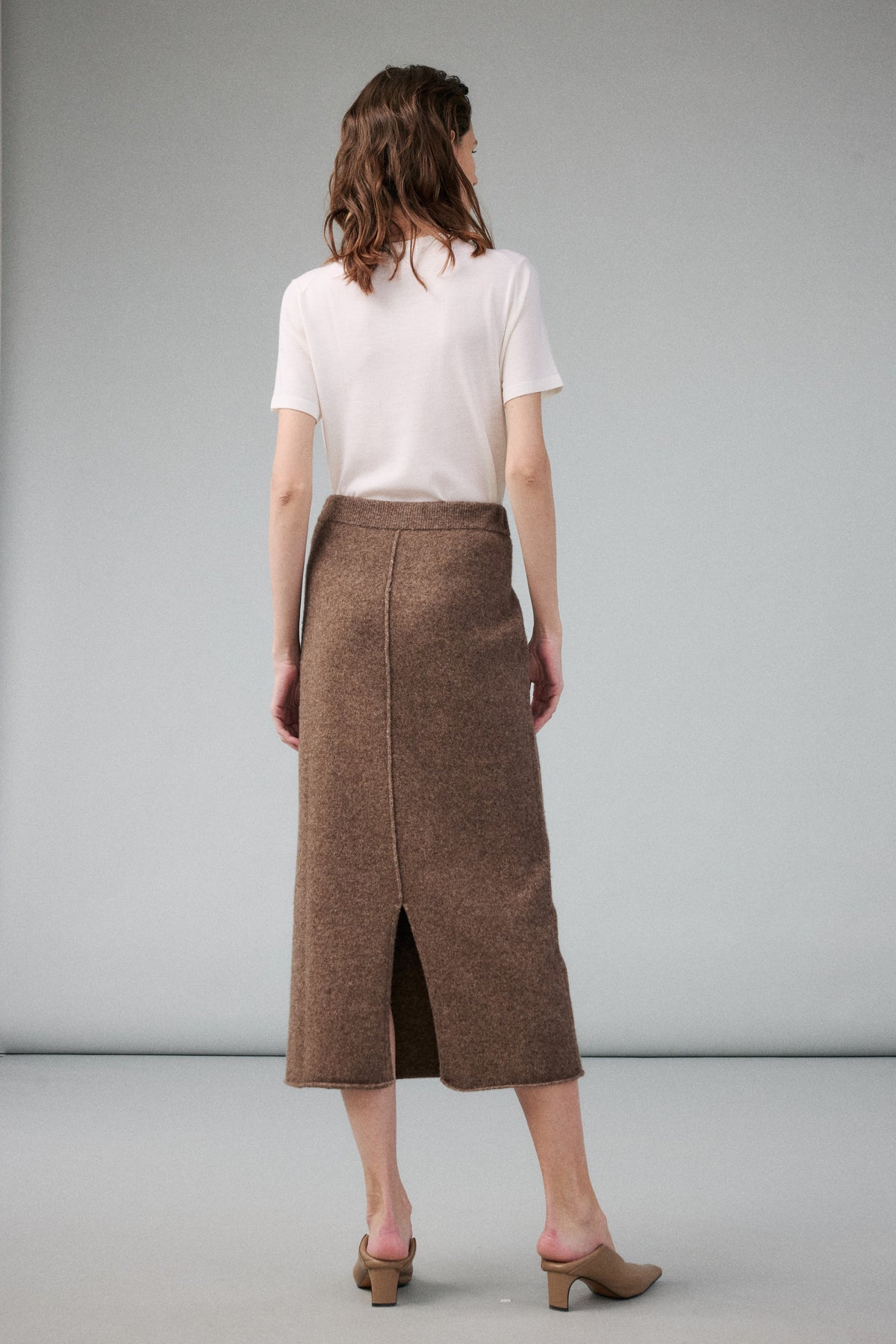 Yak Wool Blend Knit Midi Skirt