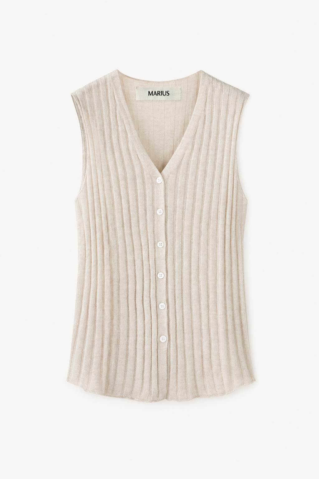 Vertical Texture Wool-Linen Blend Knit Vest