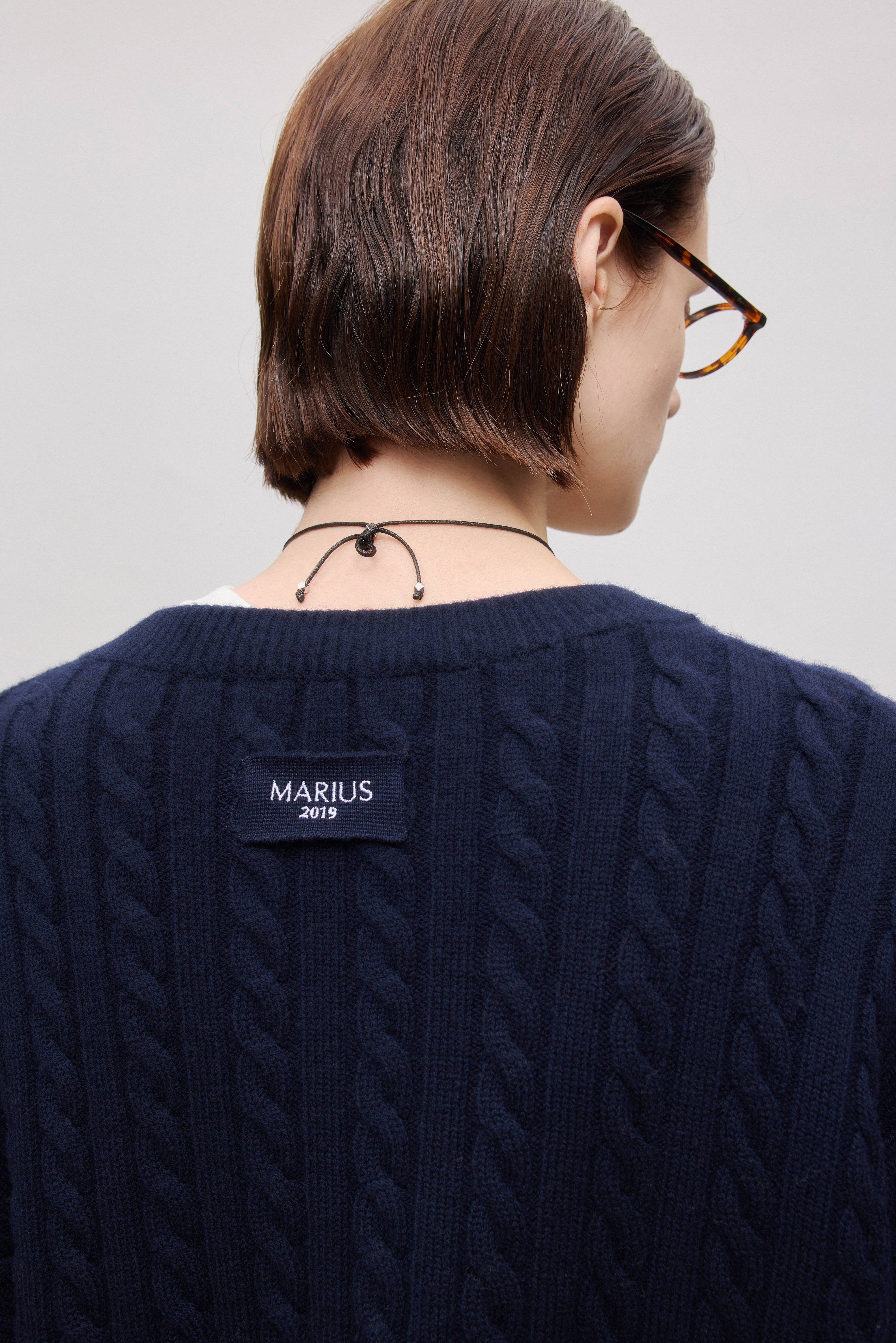Classic Cable-Knit V-Neck Merino Wool Sweater