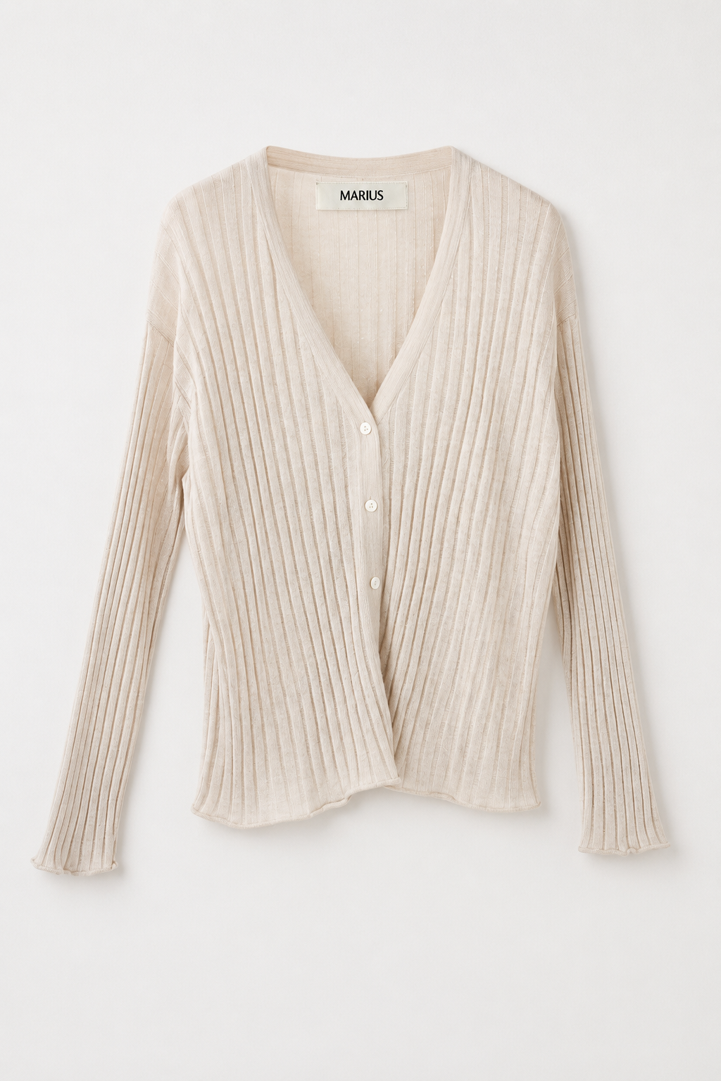Vertical Texture Wool-Linen Blend Cardigan