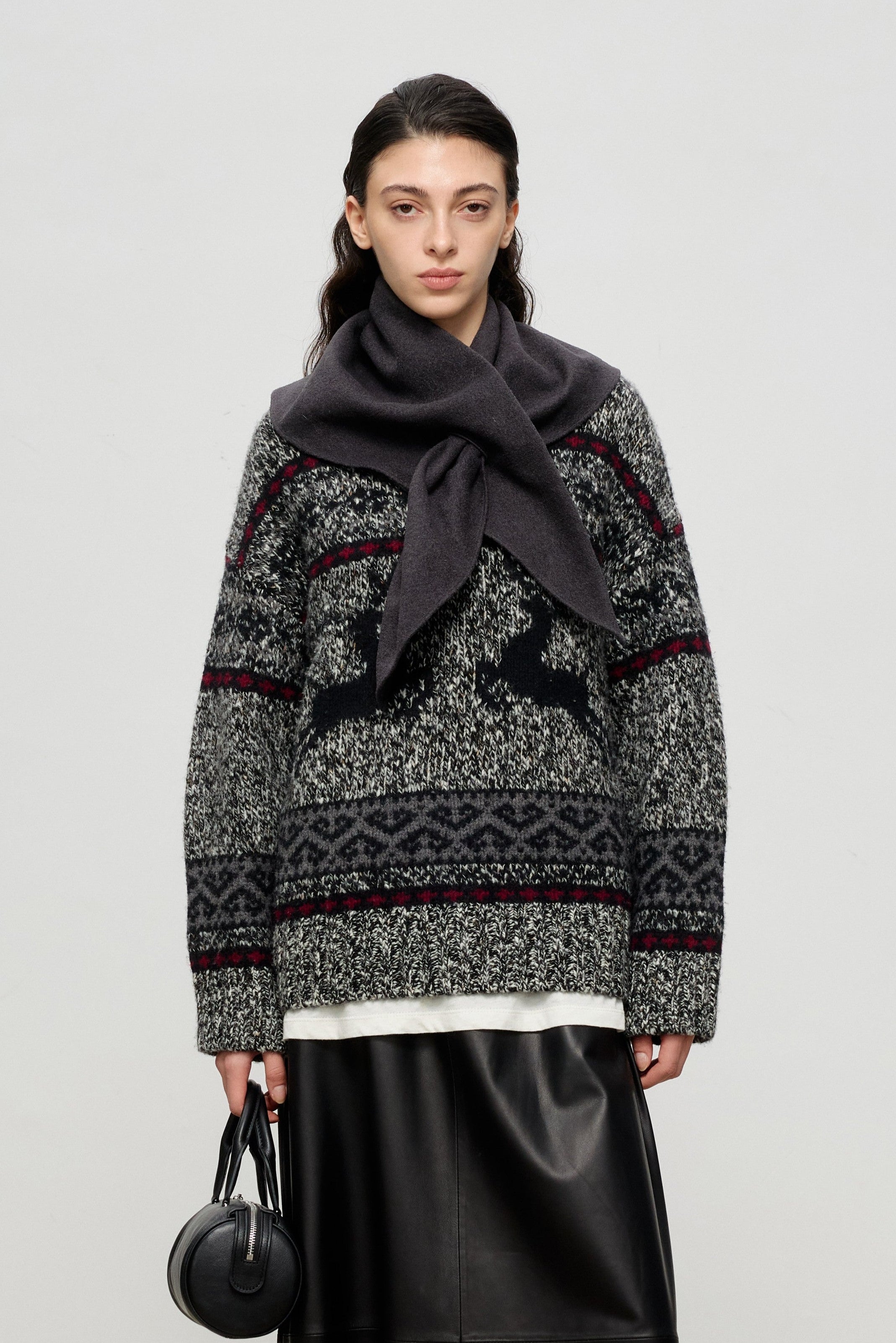 Reindeer Jacquard Mohair-Wool Knit Sweater