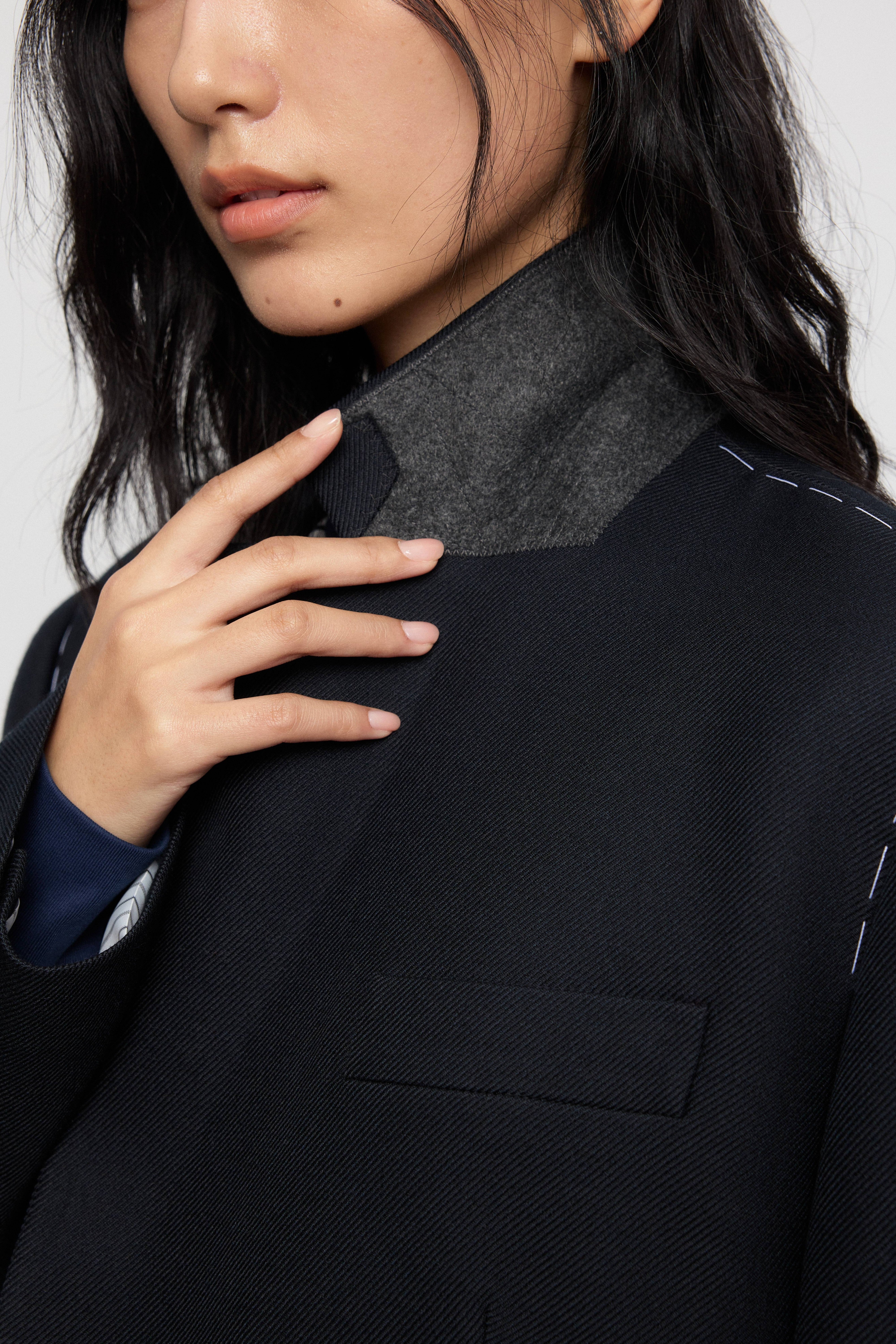 Wool-Blend Relaxed Tailored Blazer
