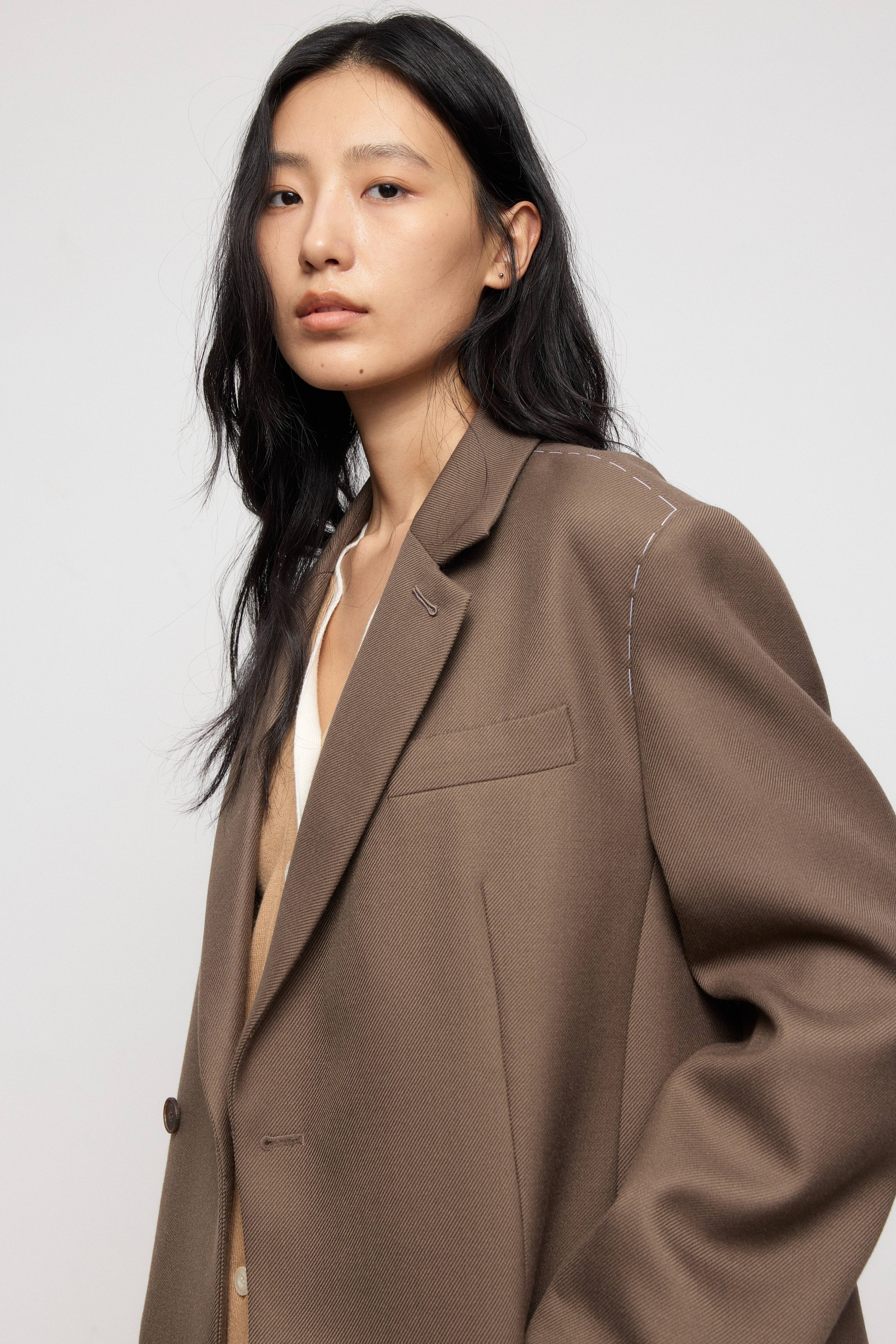 Wool-Blend Relaxed Tailored Blazer