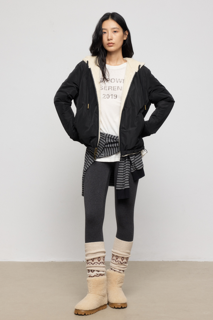 Reversible Double-Face Teddy Hooded Jacket