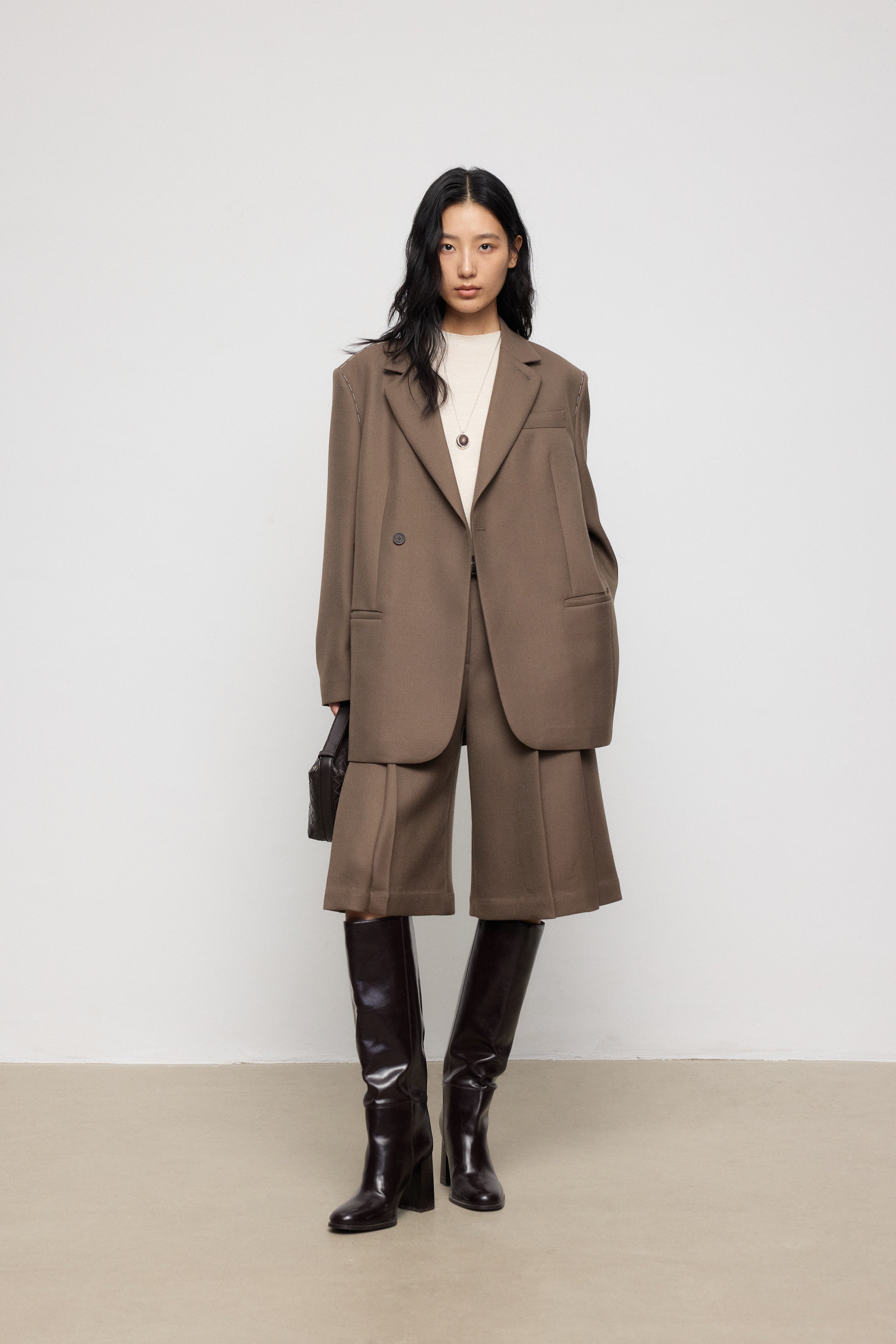 Wool-Blend Relaxed Tailored Blazer