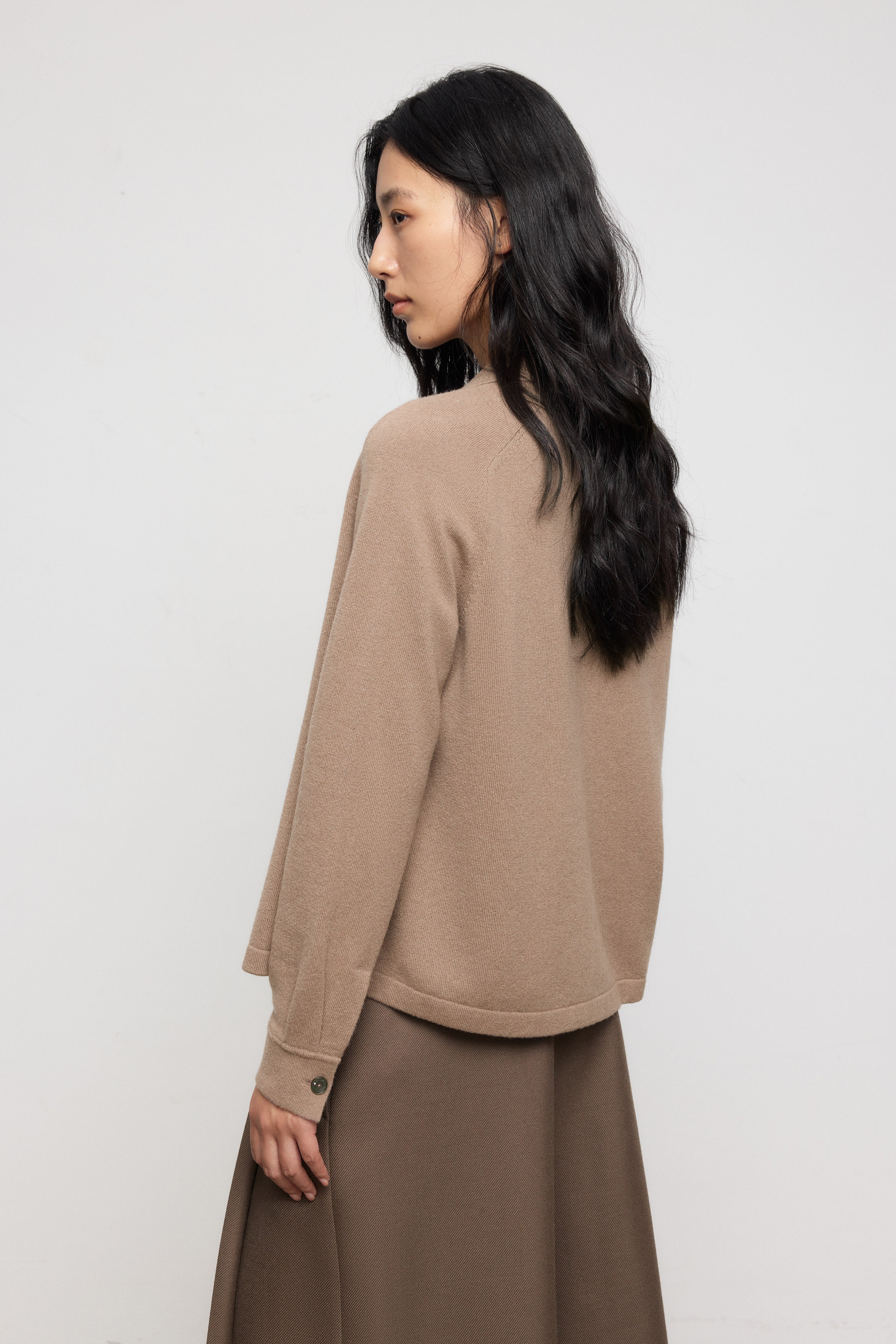 Classic Pure Cashmere Collared Knit Cardigan