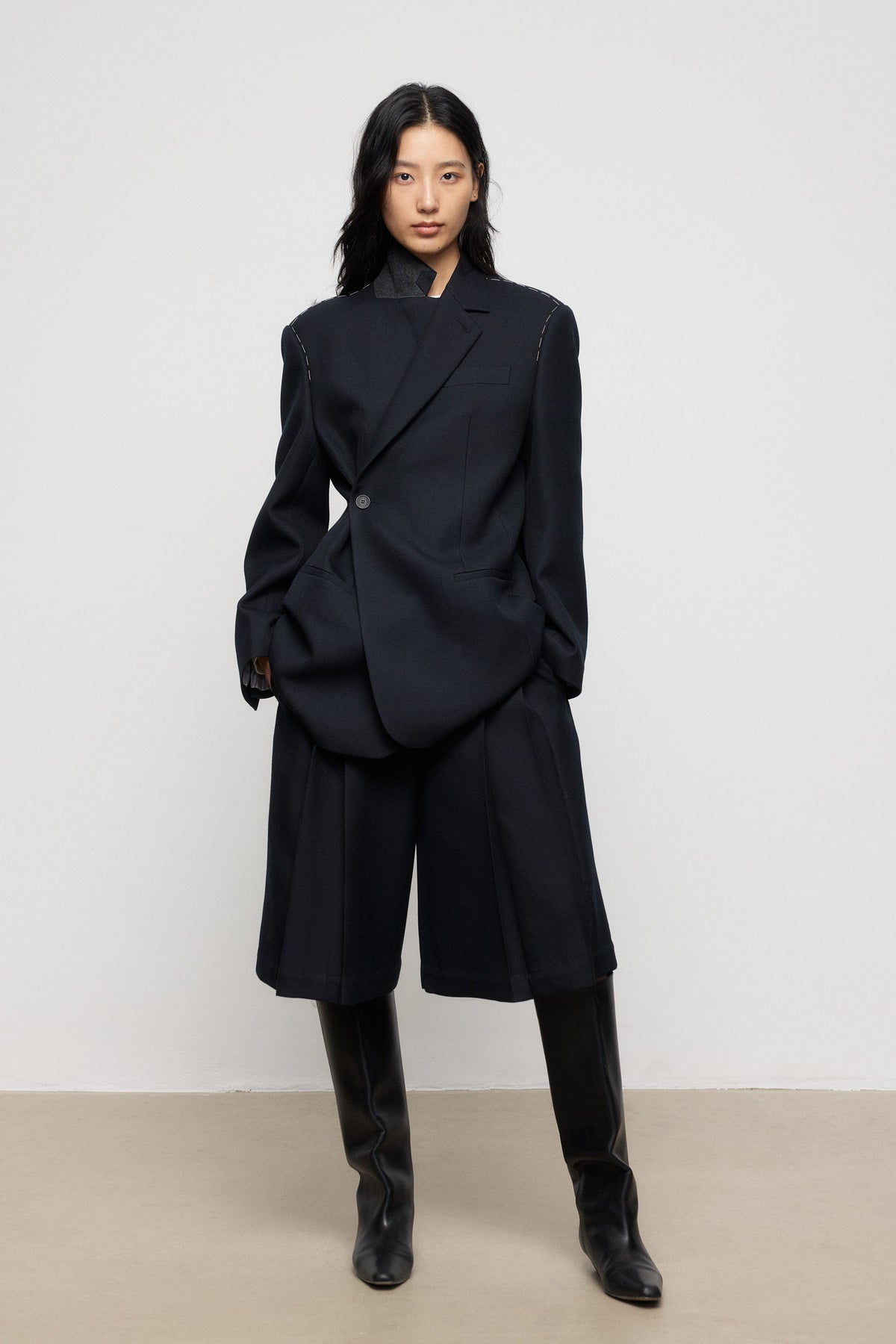 Wool-Blend Relaxed Tailored Blazer