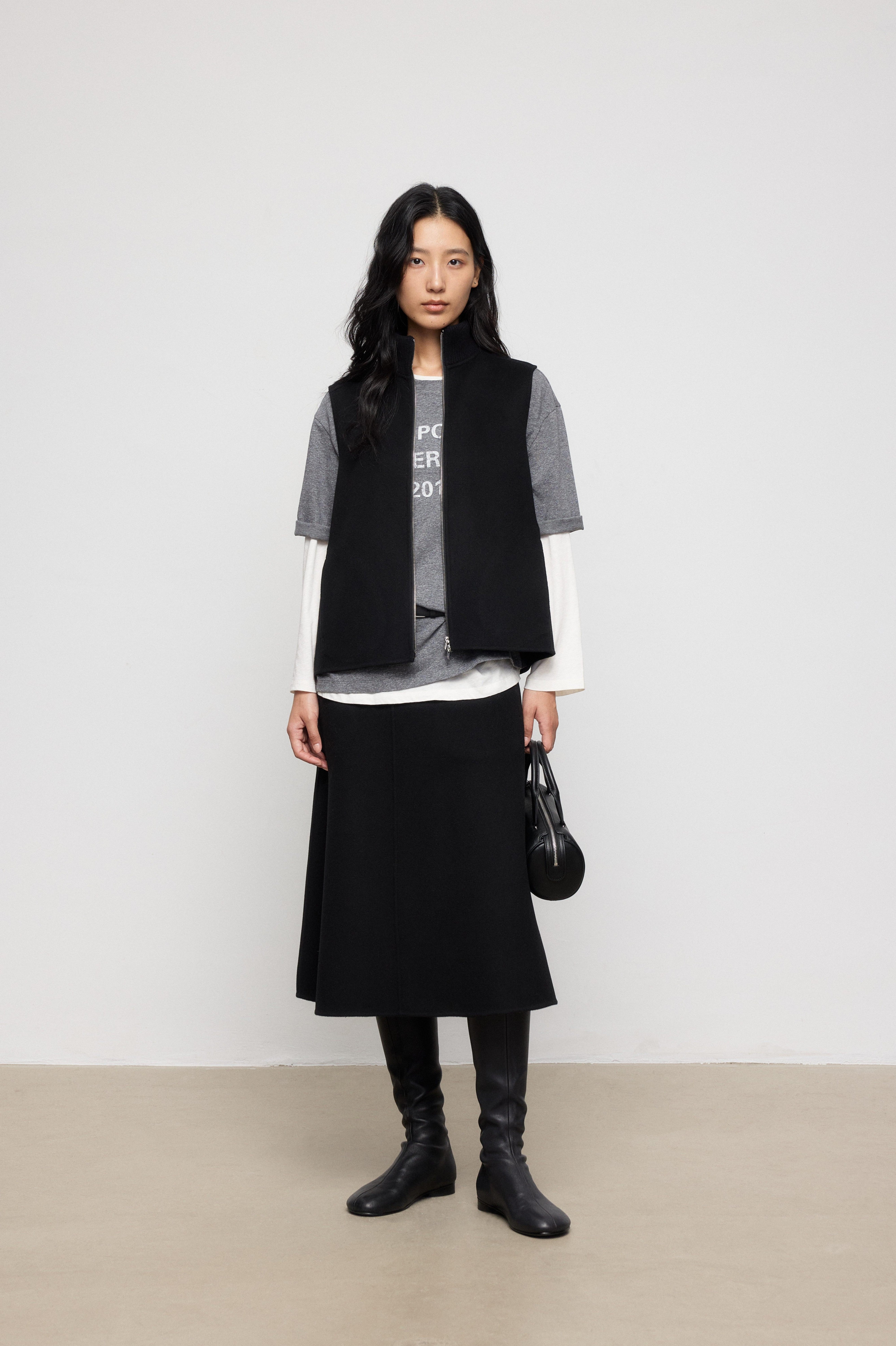 Minimal Pure Wool Zip-Up Vest