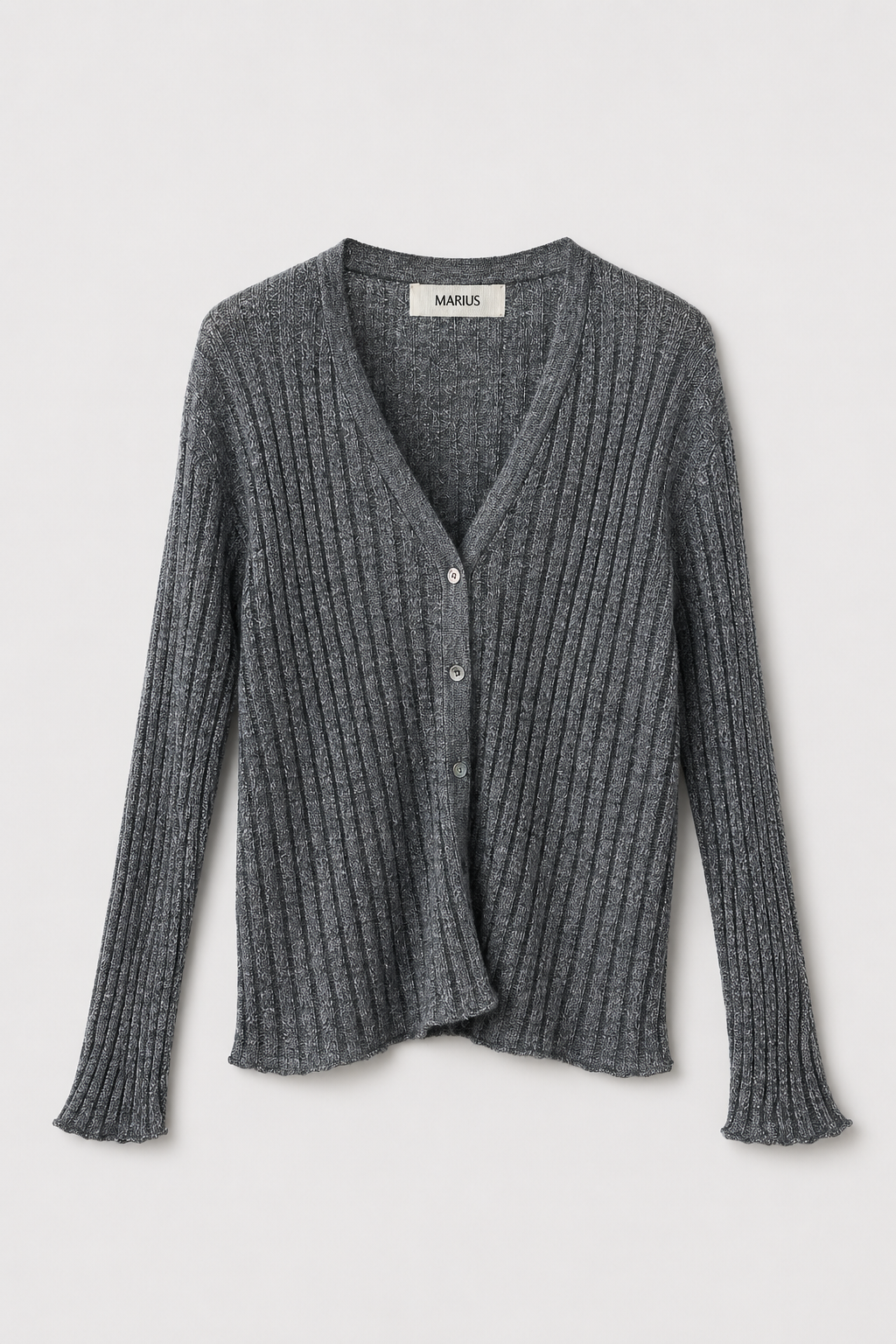 Vertical Texture Wool-Linen Blend Cardigan