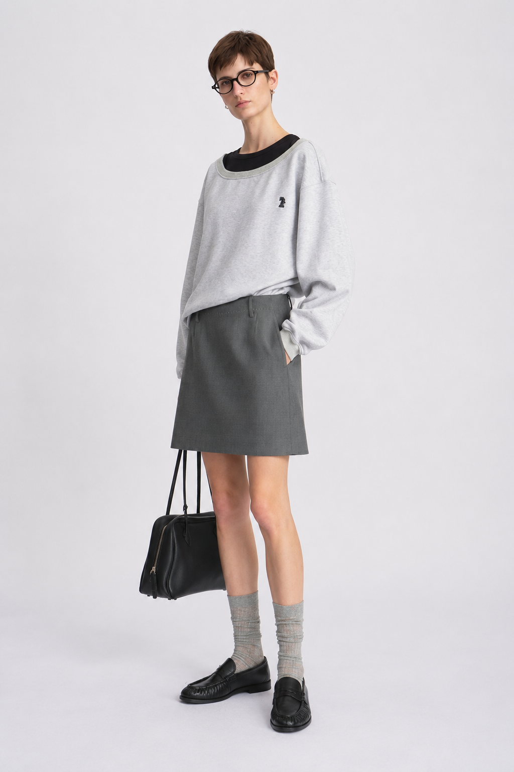Wide-Round Neck Cotton Sweatshirt