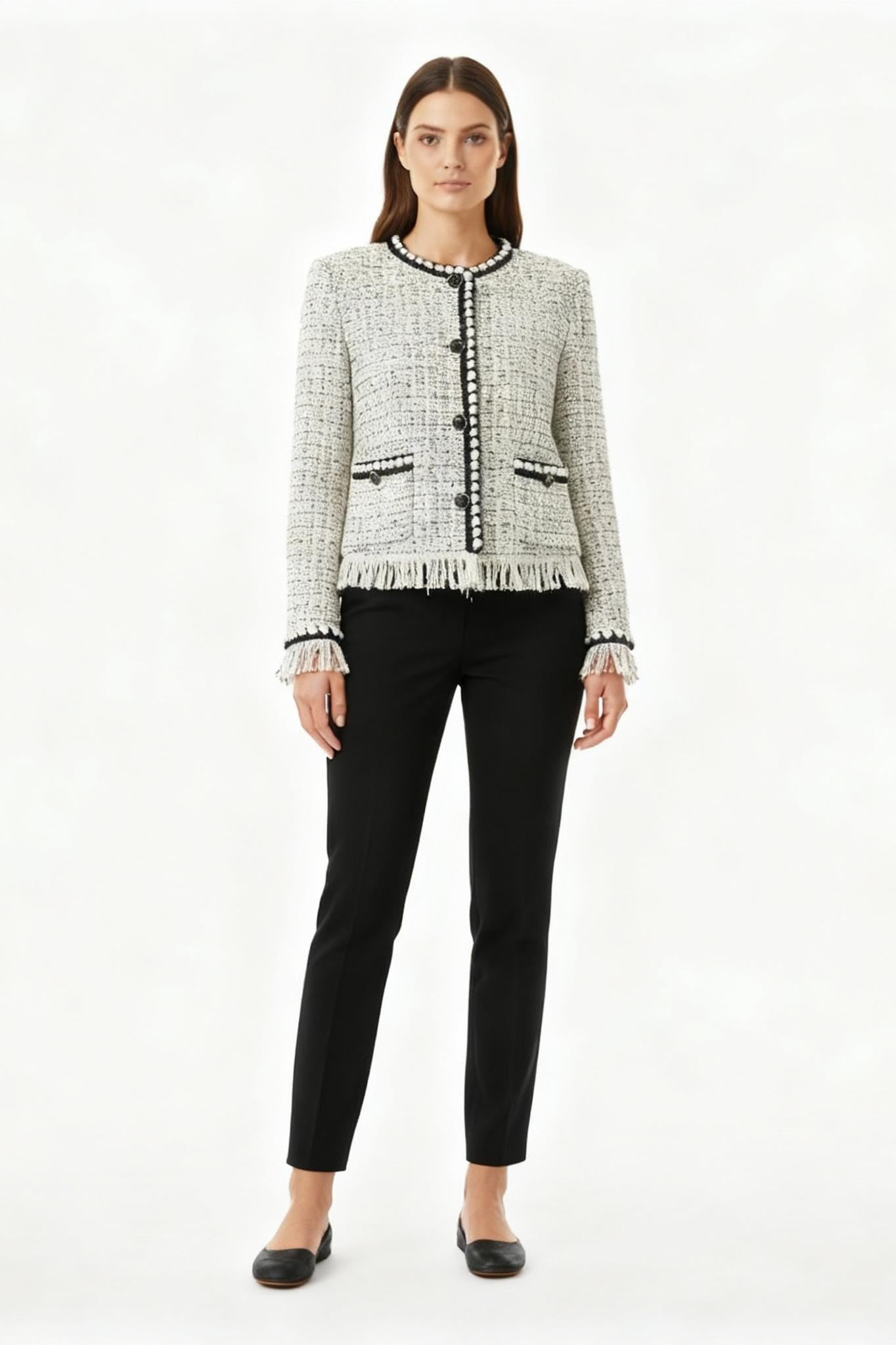 Fringe Trim Tweed Jacket