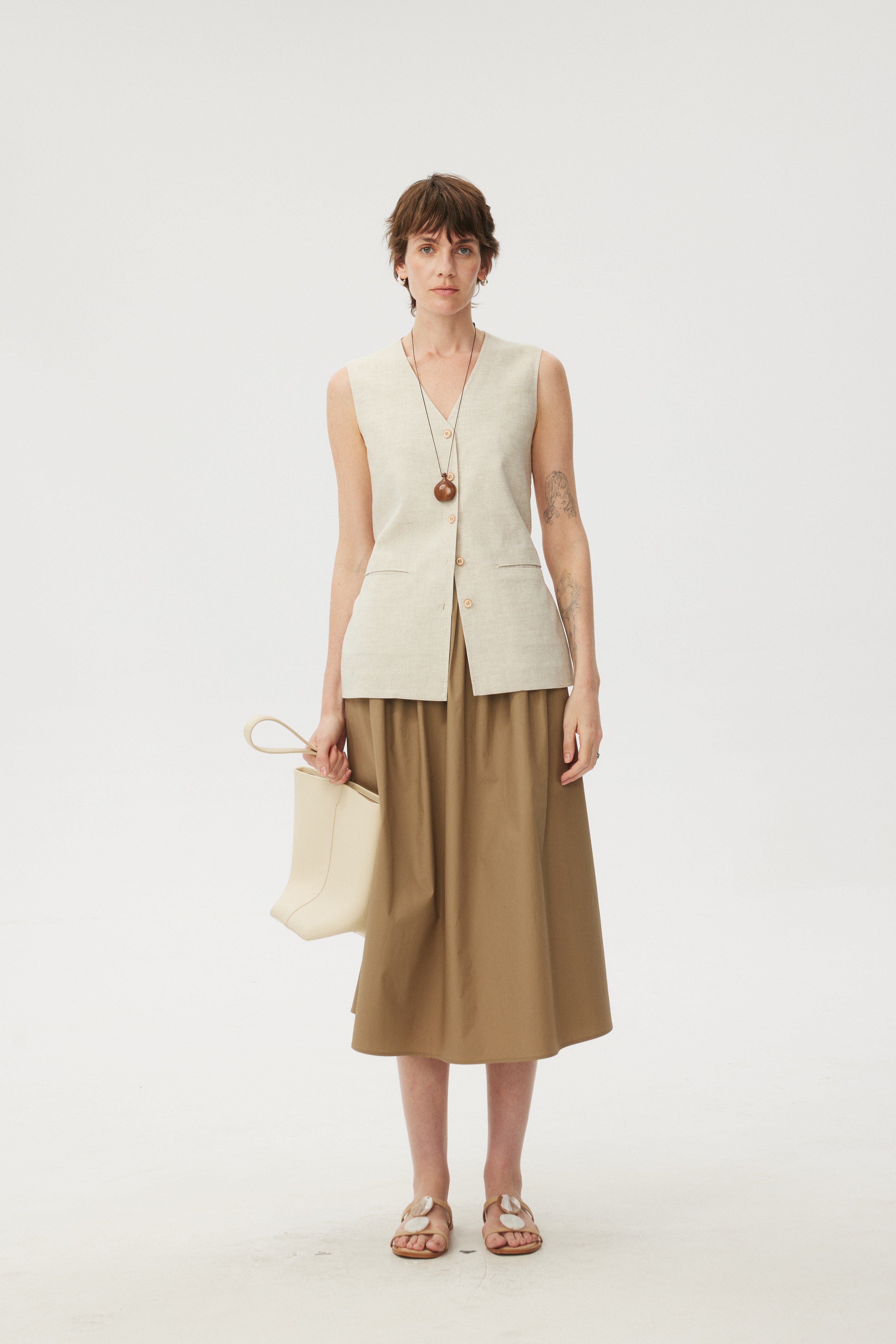 Sculpted Origami Pleated Midi A-Line Skirt