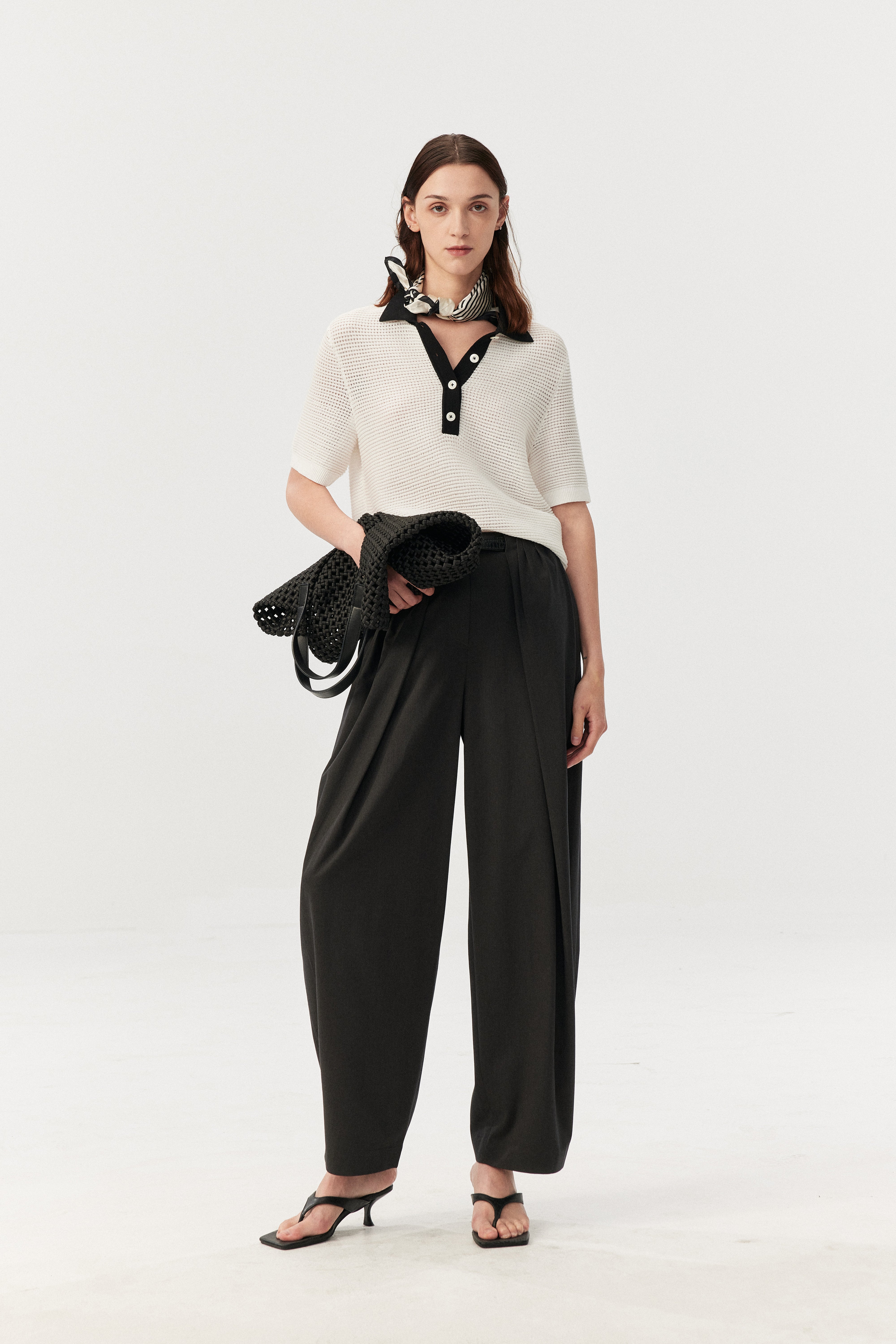 Wool Blend Relaxed Wide Leg Pants